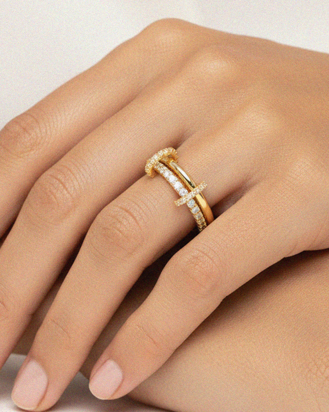 CZ Double Interlocking Pave Ring