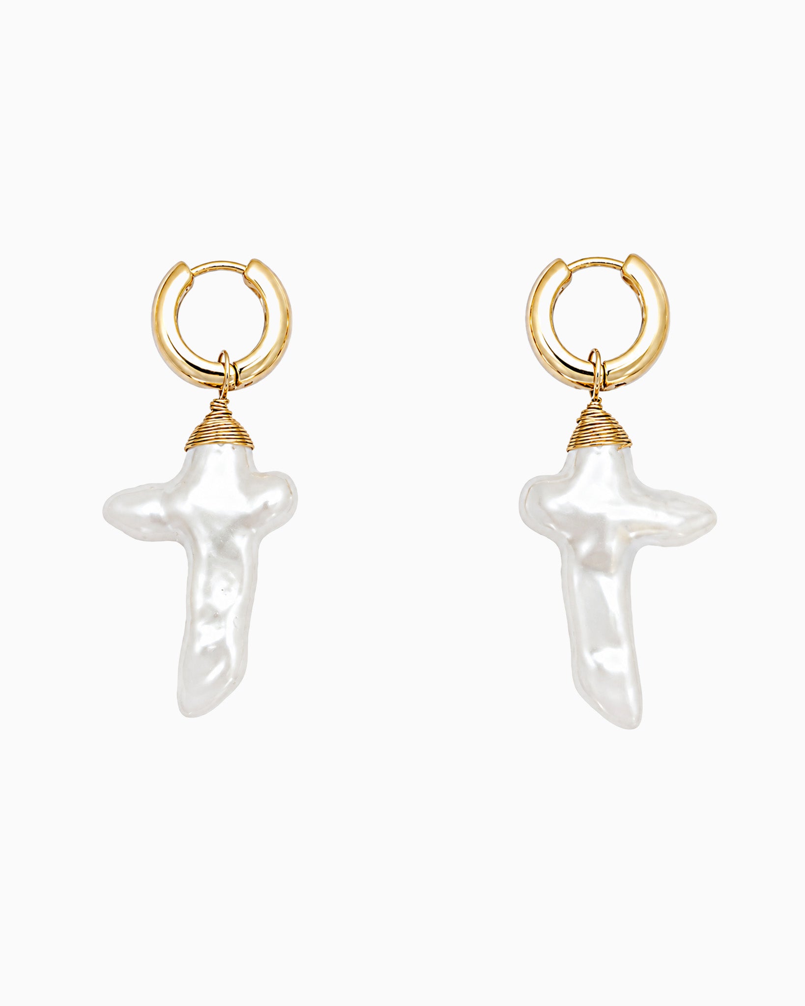 Pearl Cross Hoop Earrings-1