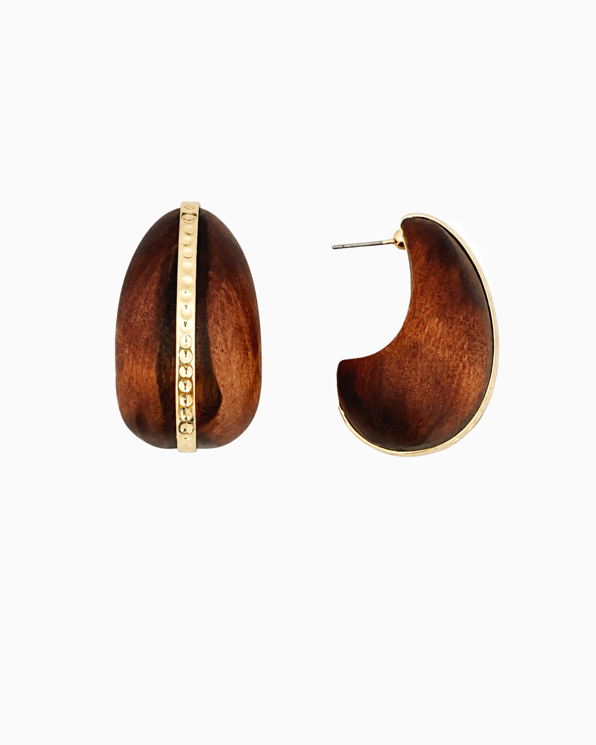 Wood Teardrop Bold Hoop Earrings