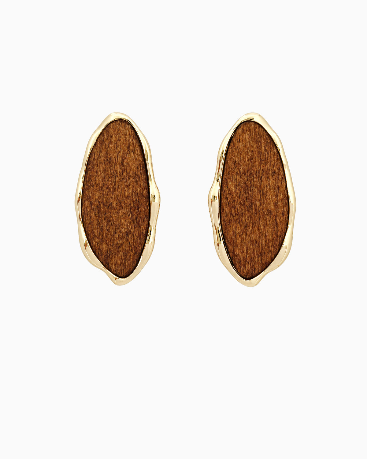 Organic Natural Wood Statement Stud Earrings