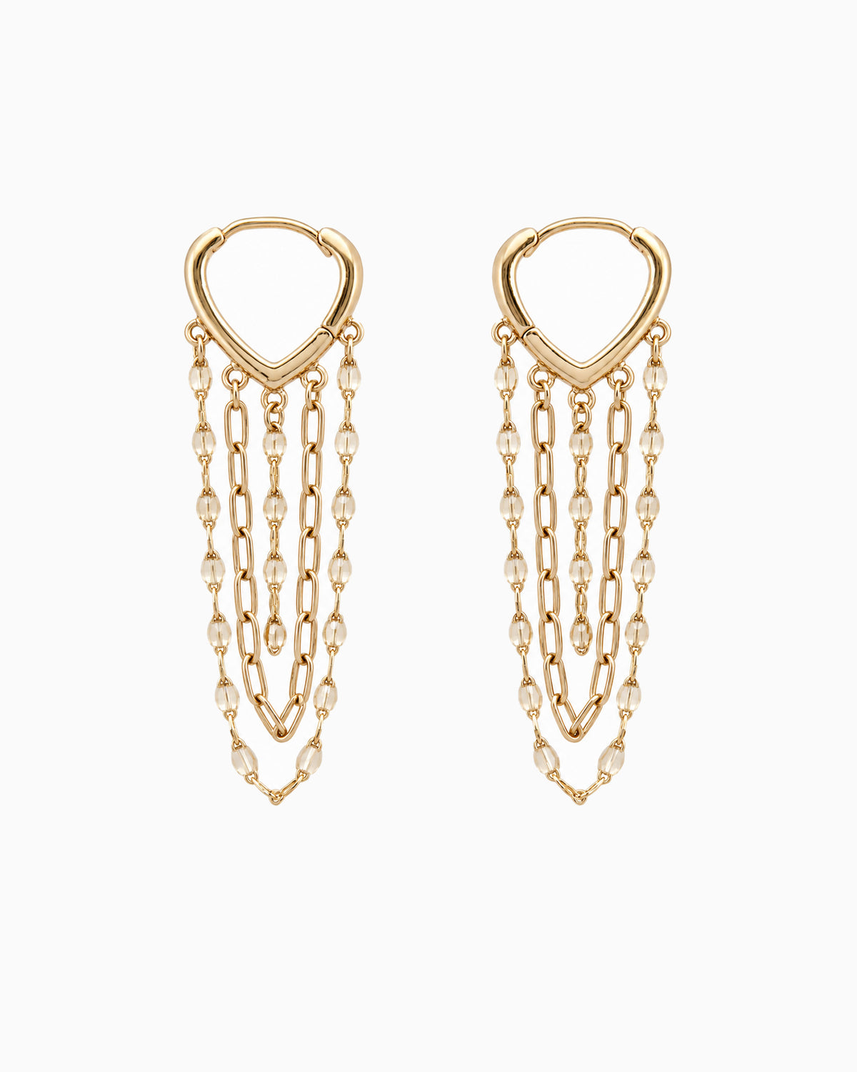 Layered Chain Tassel Hoop Earrings