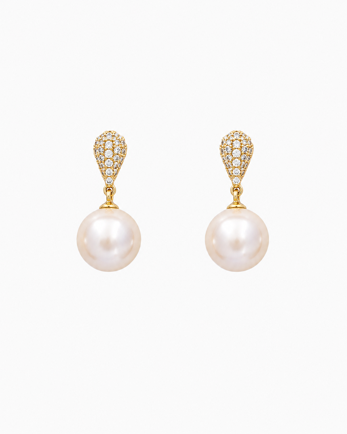 Pave Teardrop Pearl Earrings-2