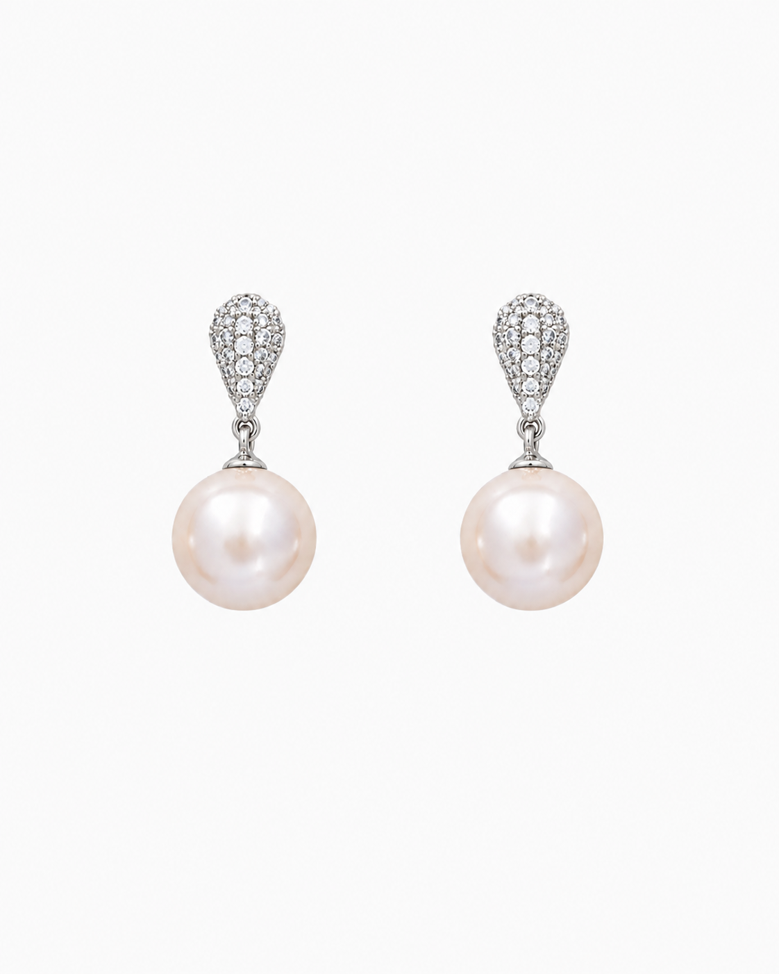 Pave Teardrop Pearl Earrings-3