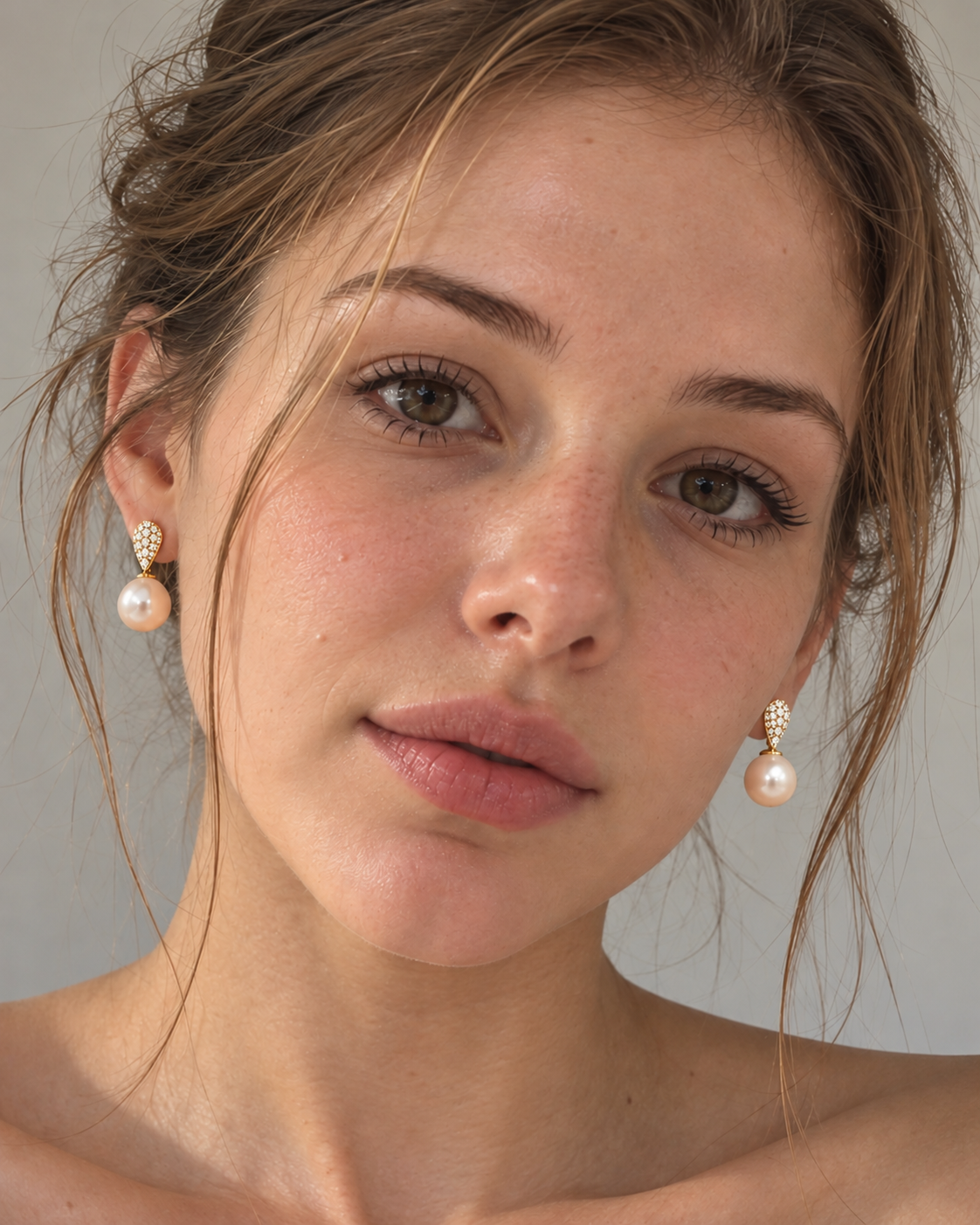 Pave Teardrop Pearl Earrings-1