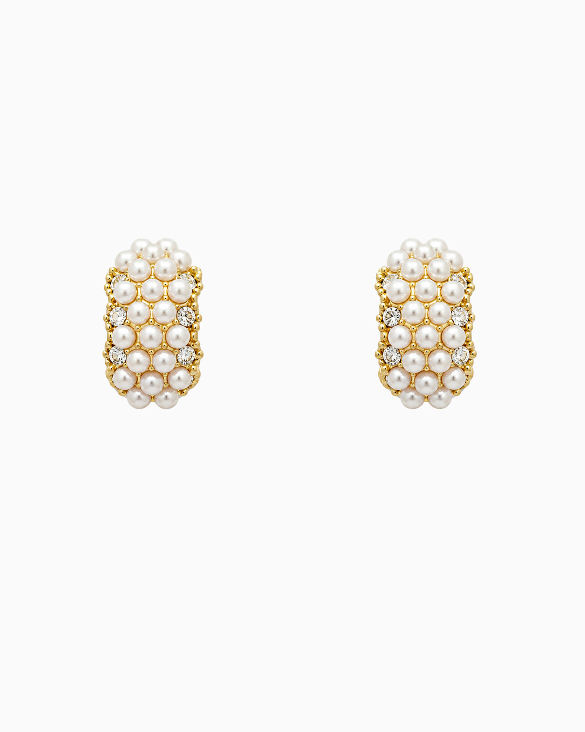 Luminous Pearl and CZ Pave Hoop Earrings-2