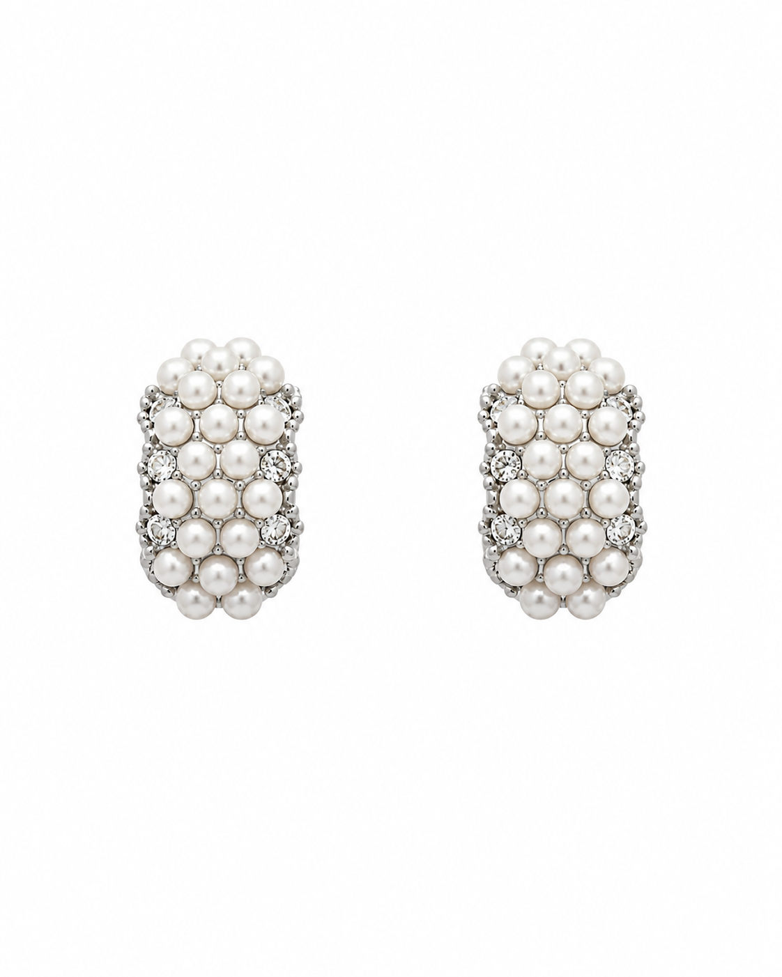 Luminous Pearl and CZ Pave Hoop Earrings-1