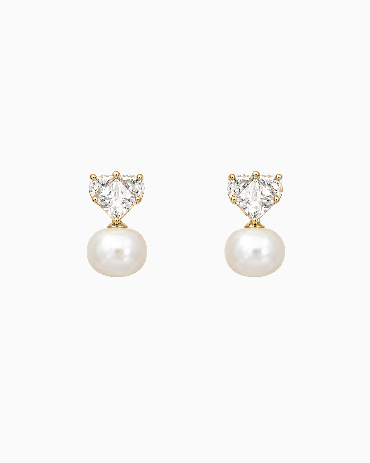 Sparkling Heart Freshwater Pearl Earrings-1