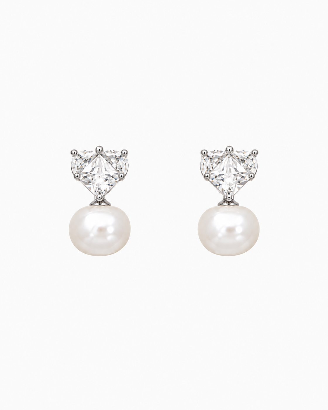 Sparkling Heart Freshwater Pearl Earrings-2