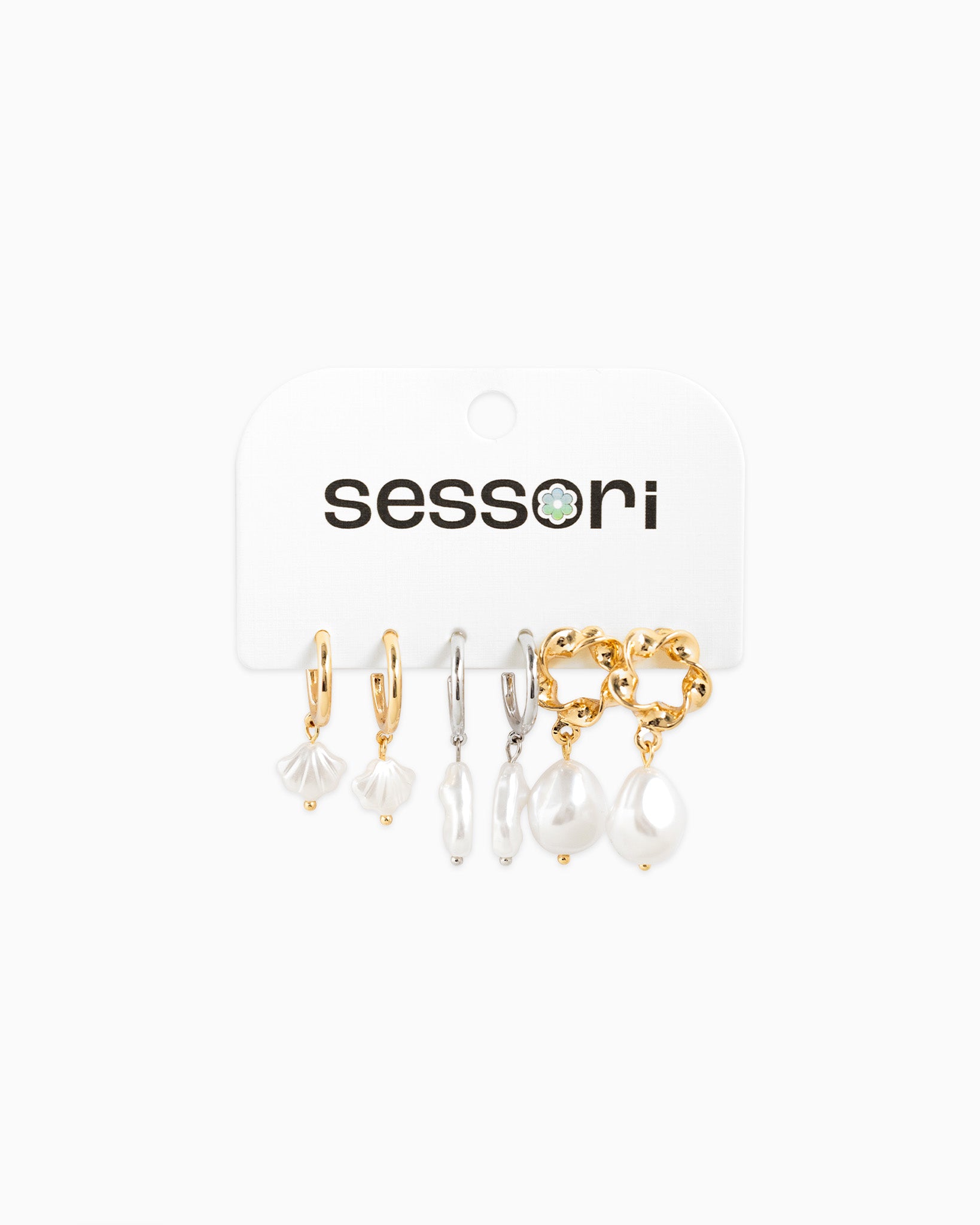 Sealife Shell Pearl Hoop Drop Earrings