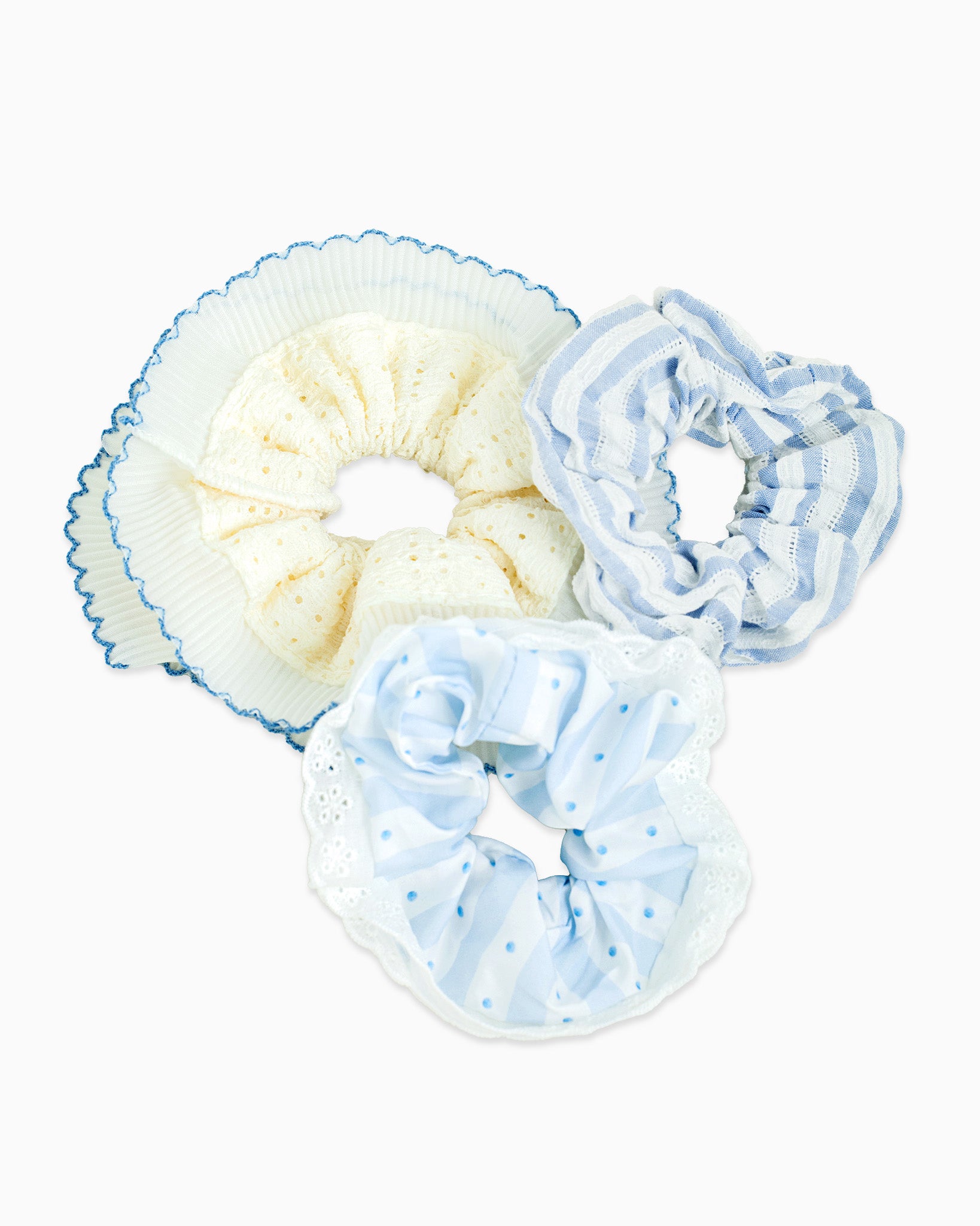 Sky Lace Ruffle Scrunchie set of 3