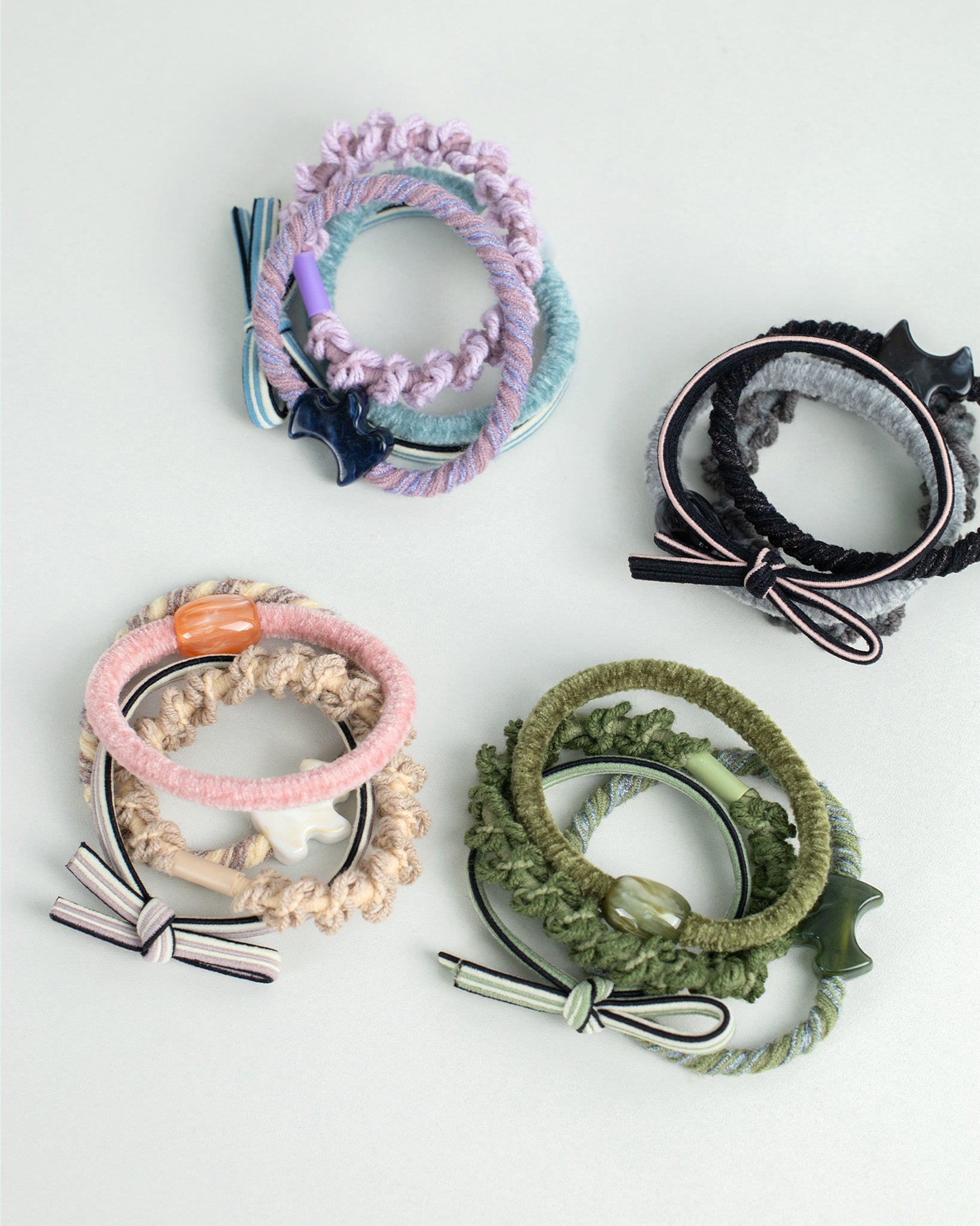 Ribbon Bow Doggy Hair Tie Set of 4