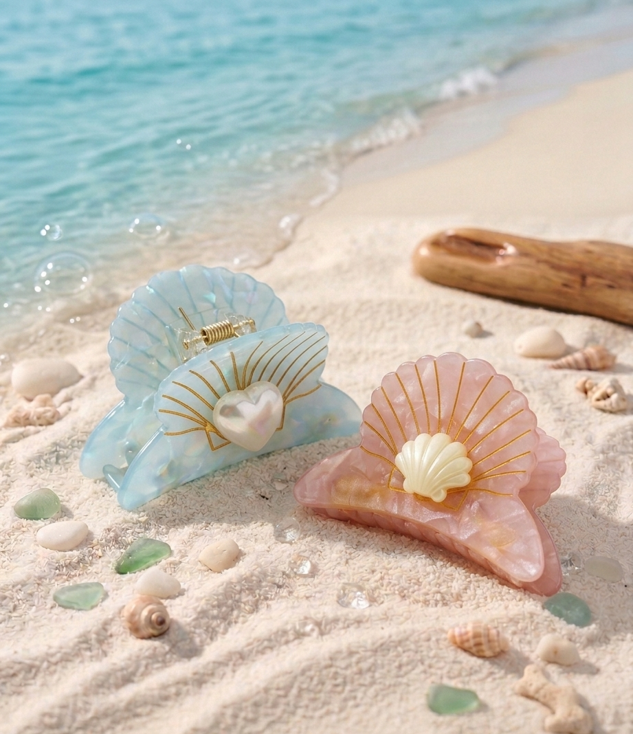 Beach Mermaid Seashell Hair Claw Clip