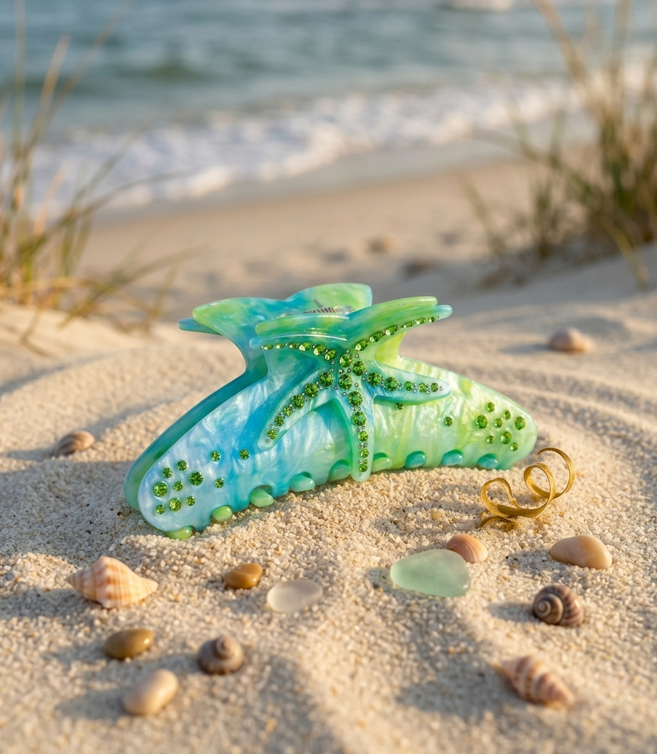 Beach Starfish Pearl Hair Claw Clip