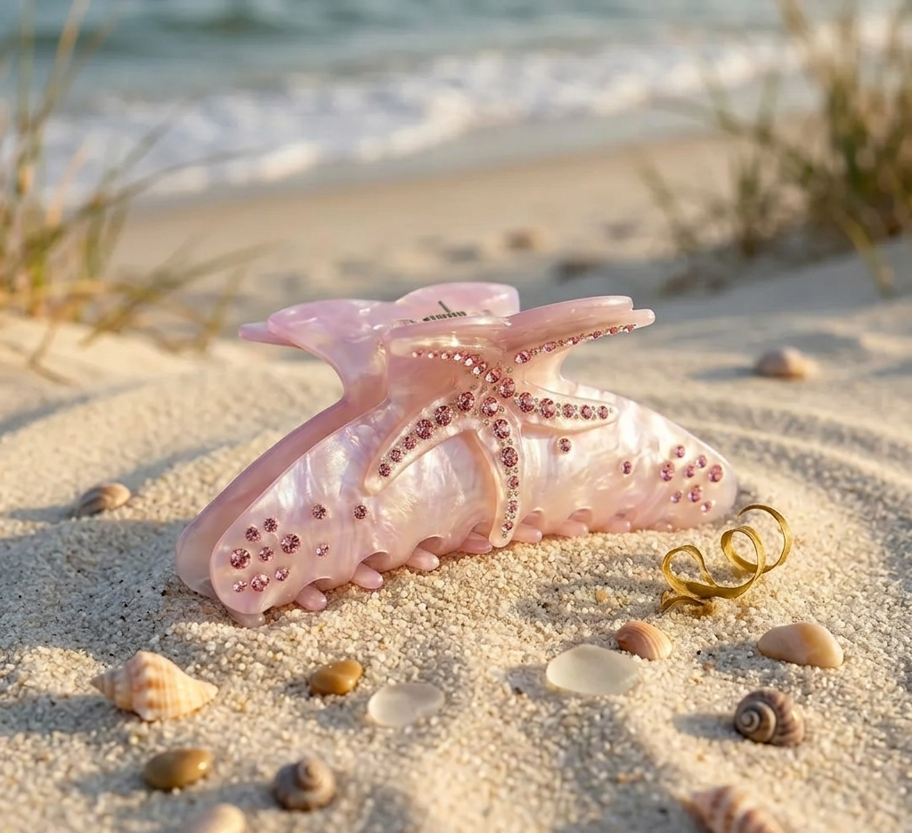 Beach Starfish Pearl Hair Claw Clip