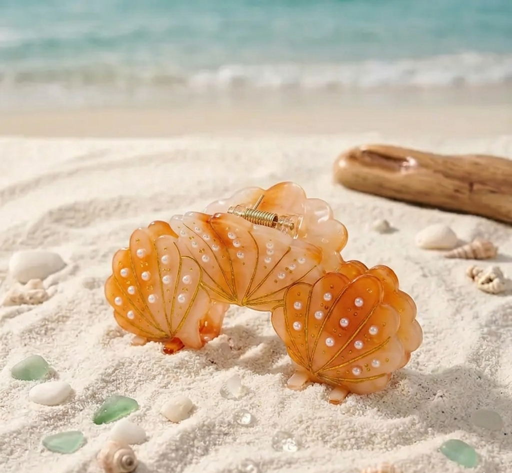Beach Pearl Seashell Hair Claw Clip