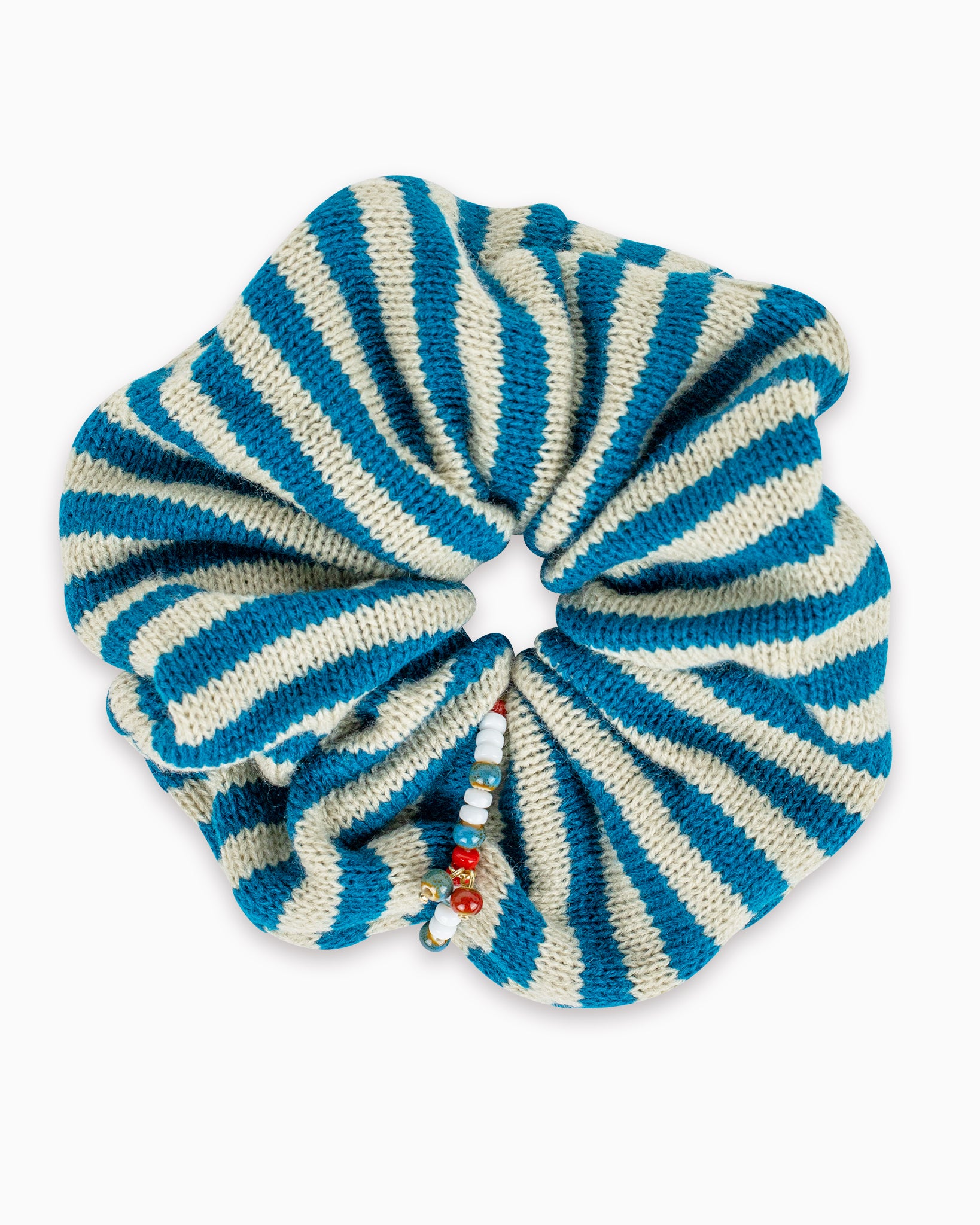 Striped Knit Fabric Scrunchie Hair Tie