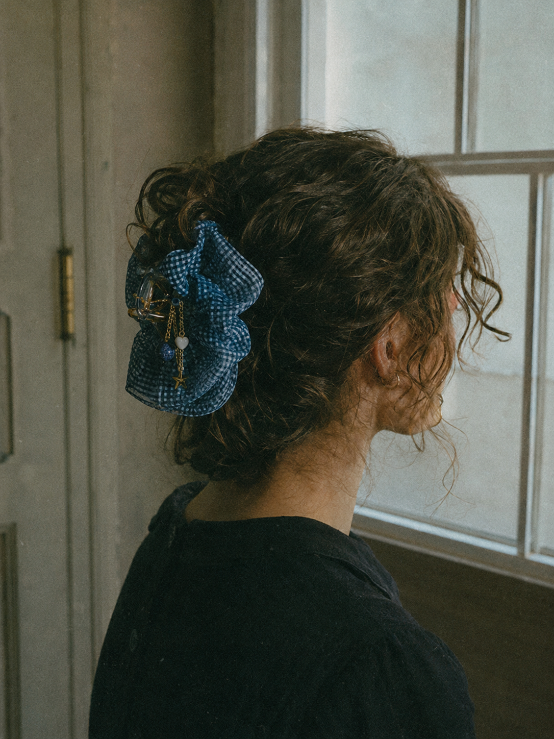 Blueberry Charm Gingham Mesh Hair Claw