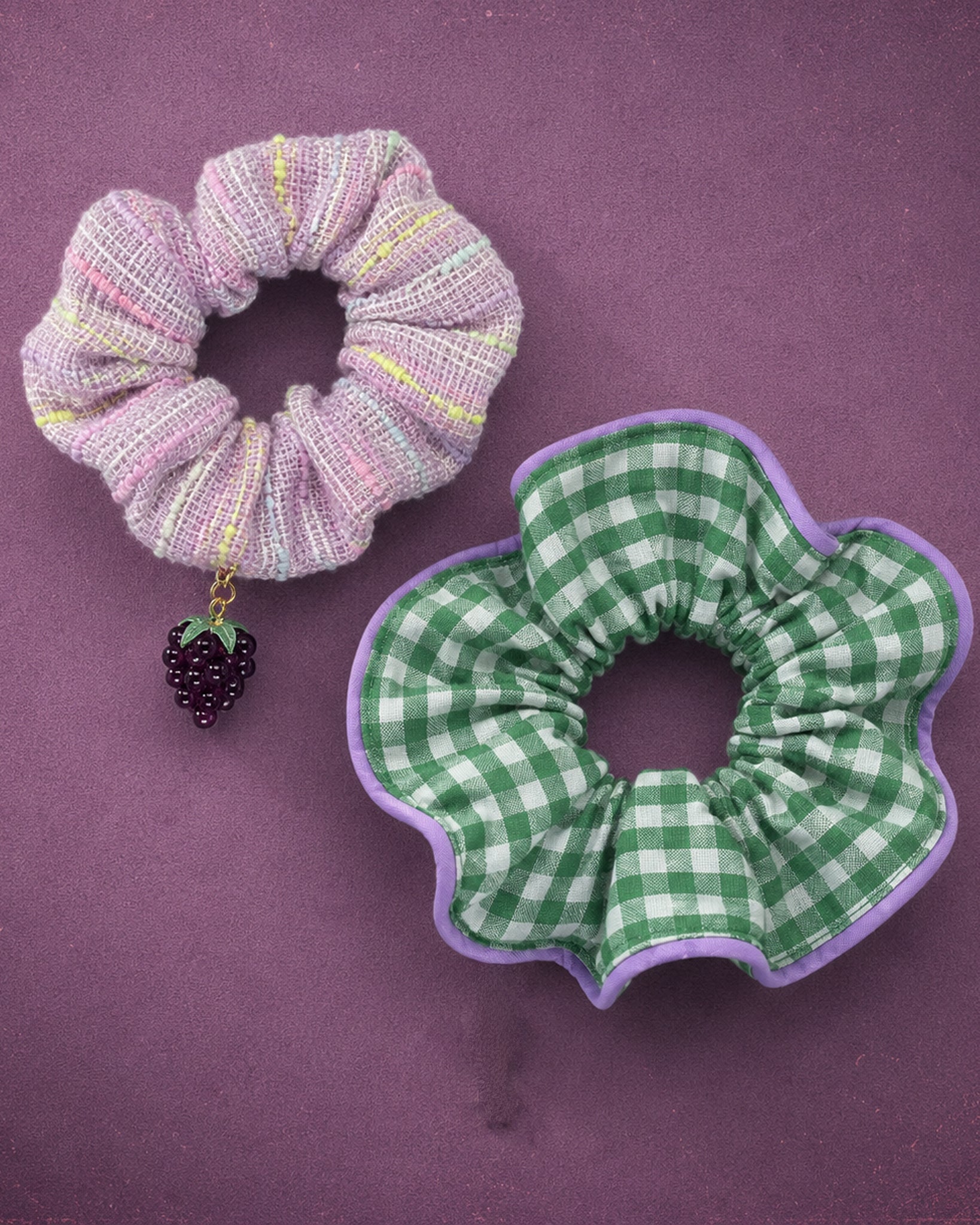 Grape Charm Hair Tie 2 Set