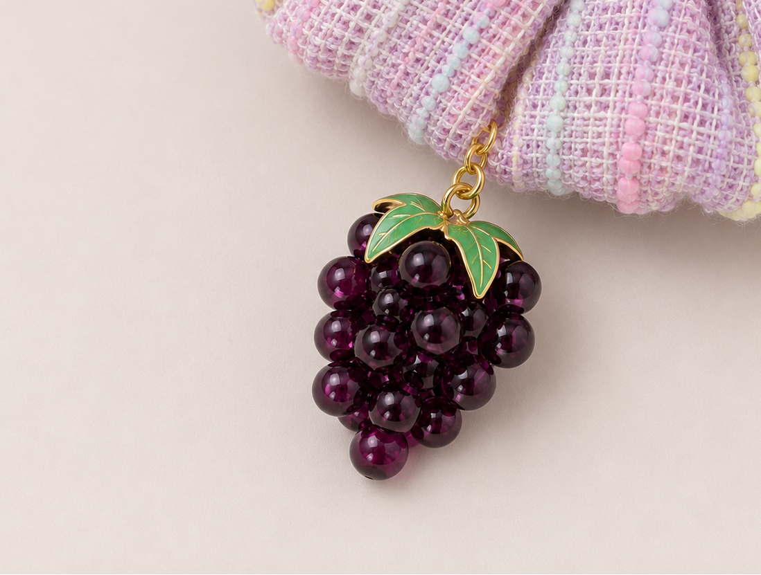 Grape Charm Hair Tie 2 Set