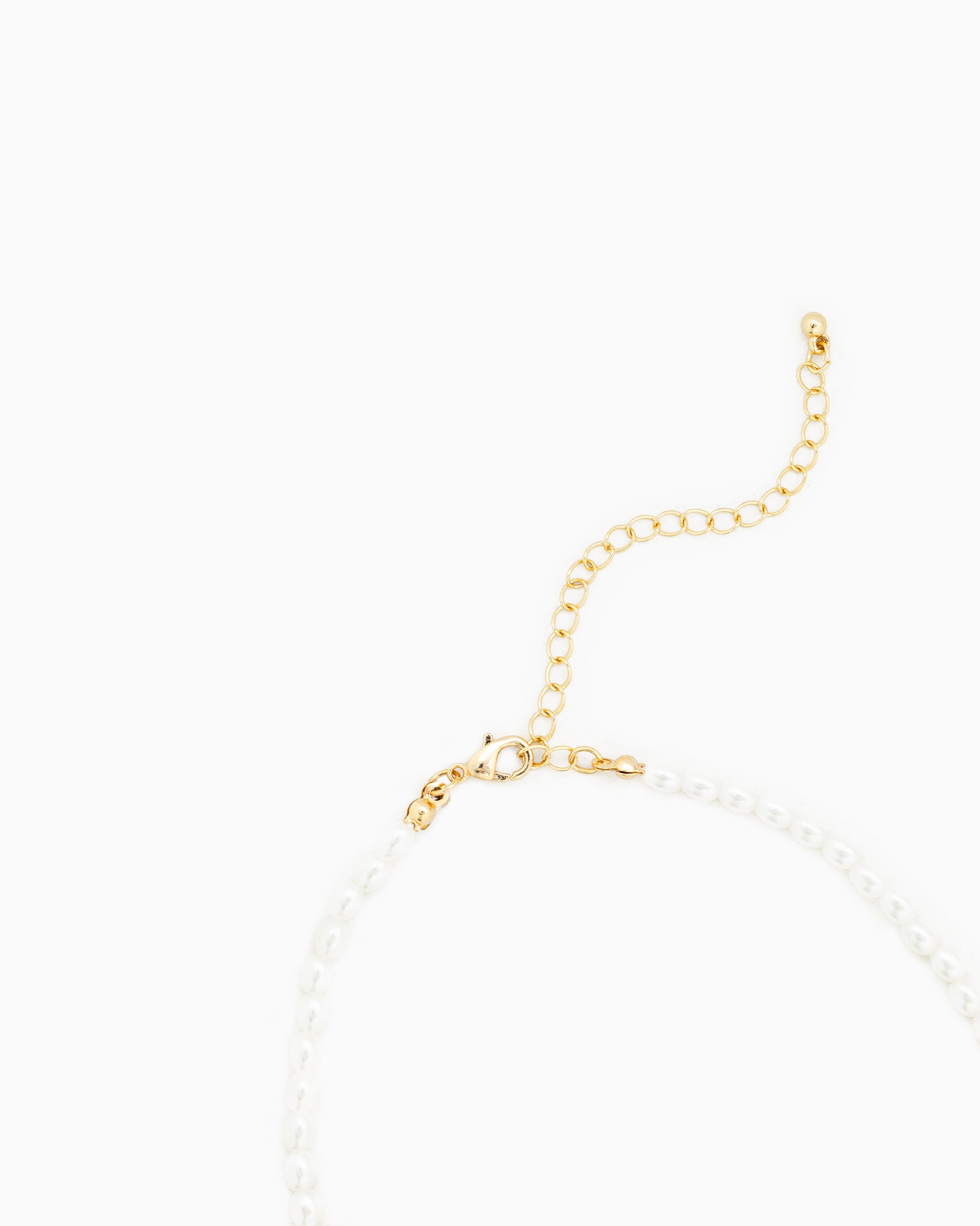 White Bow Seven Valentine's Charm Pearl Necklace