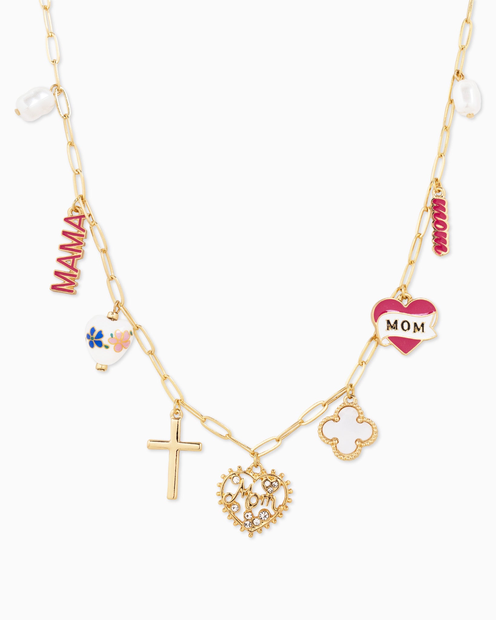 Ceramic MAMA Nine Charm Necklace