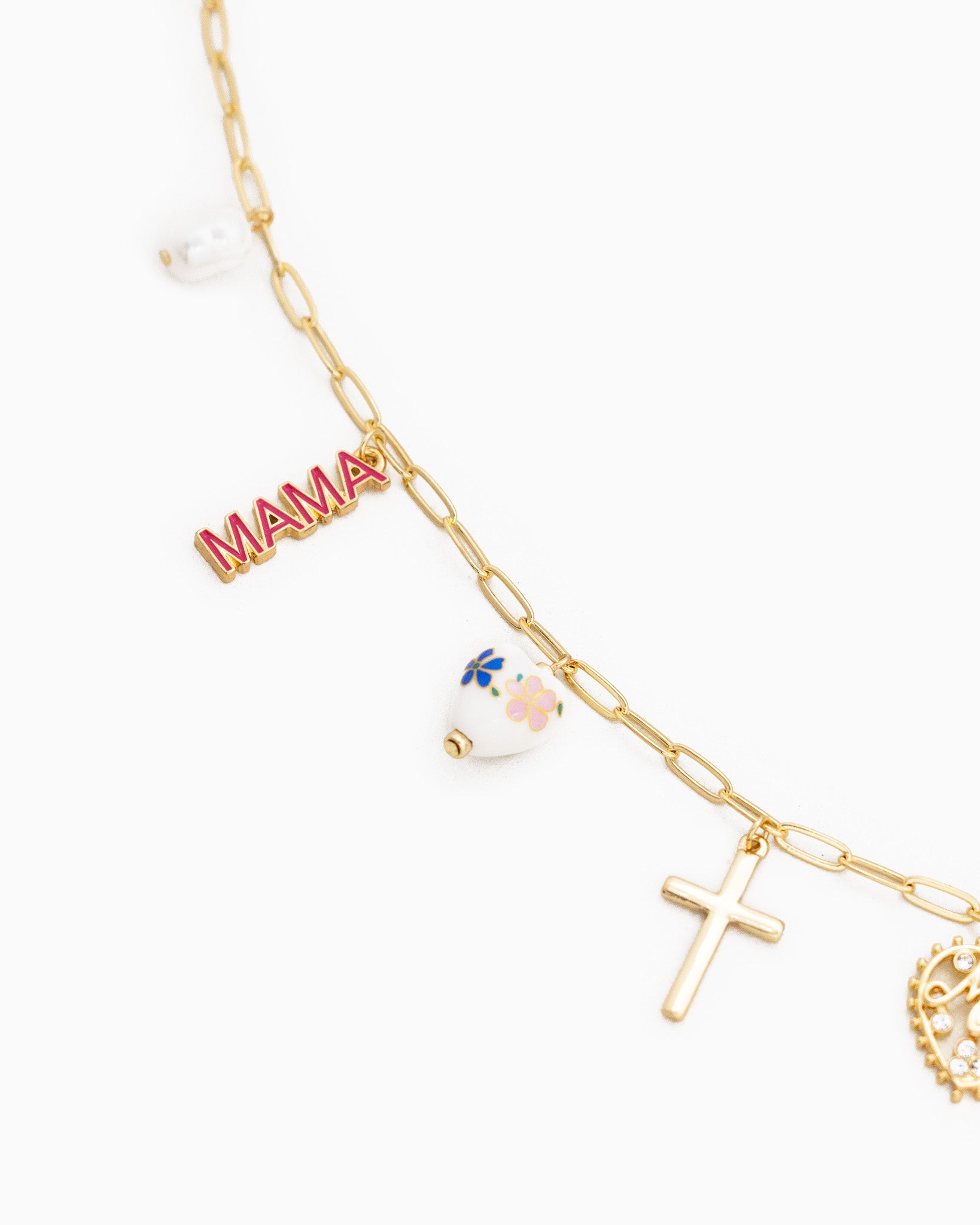 Ceramic MAMA Nine Charm Necklace