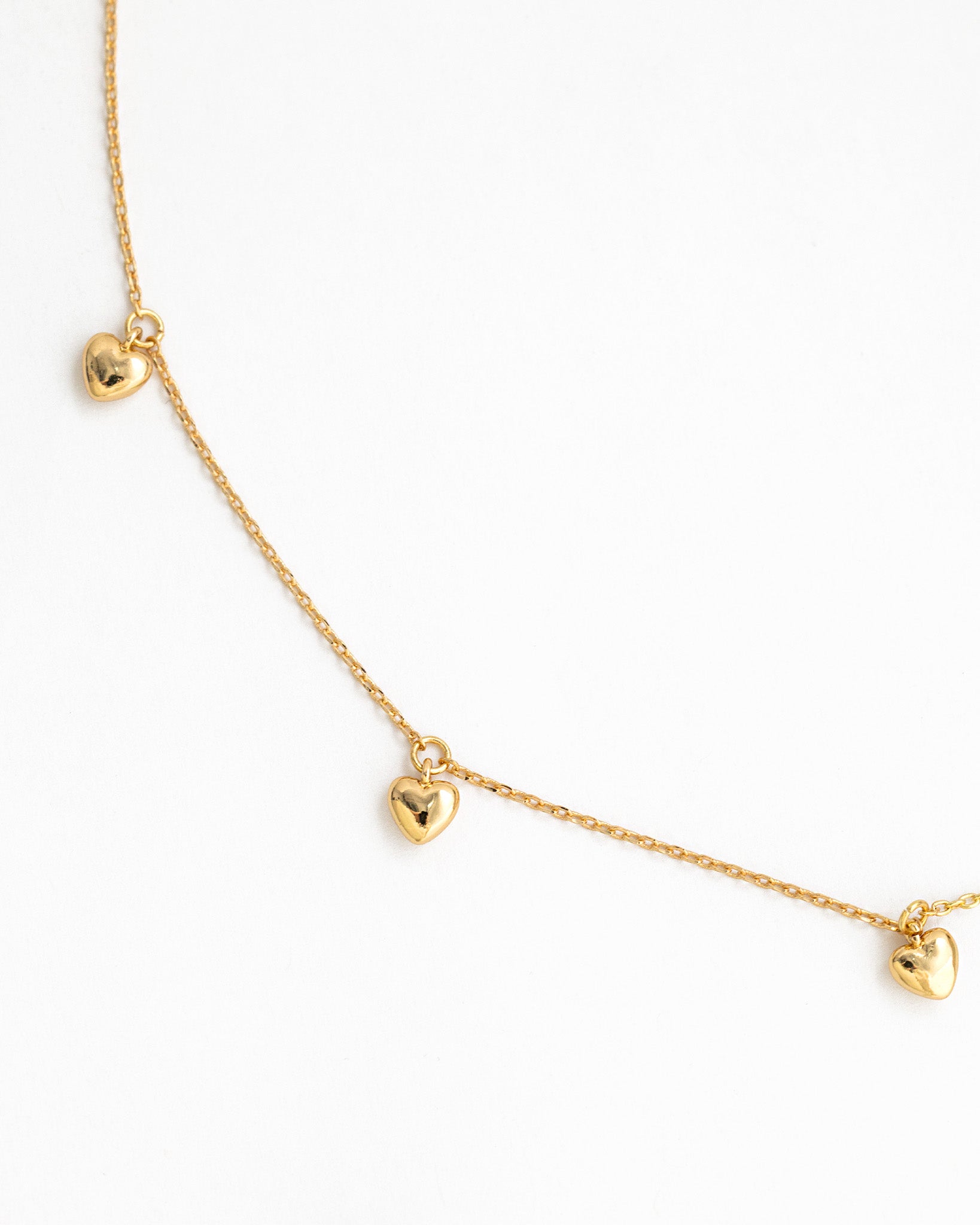 Tiny Puffy Heart Five Station Necklace