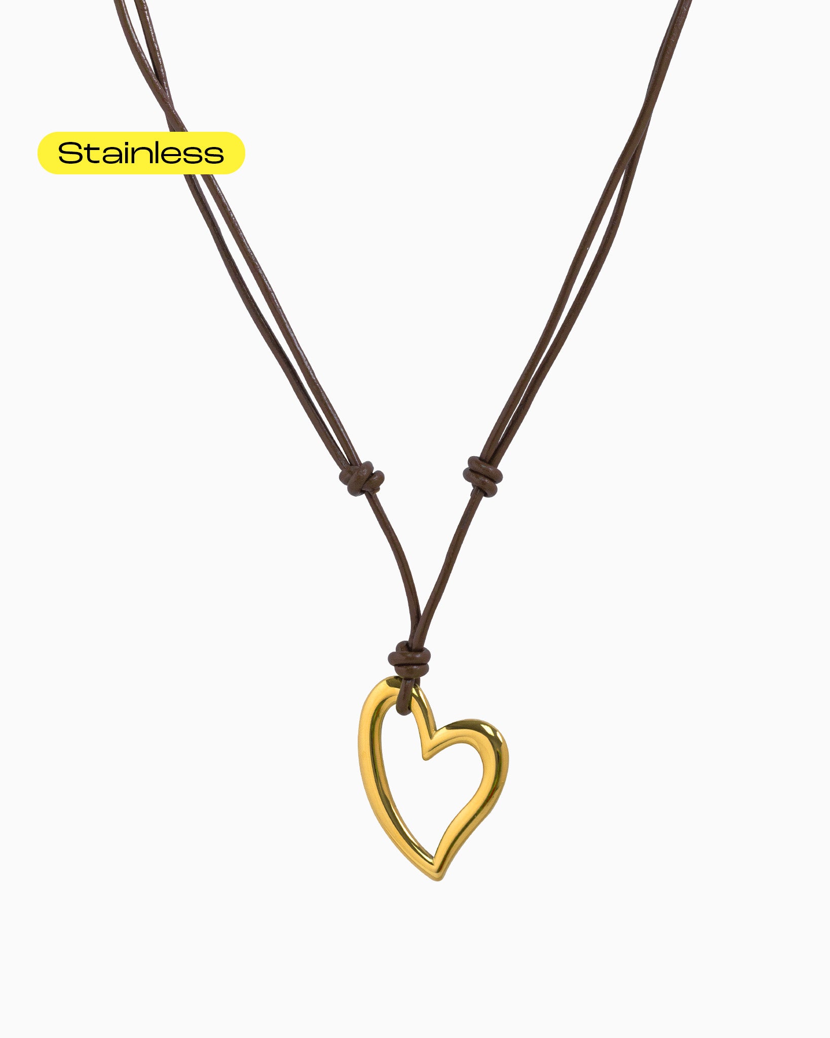 Stainless Heart Adjustable Cord Necklace