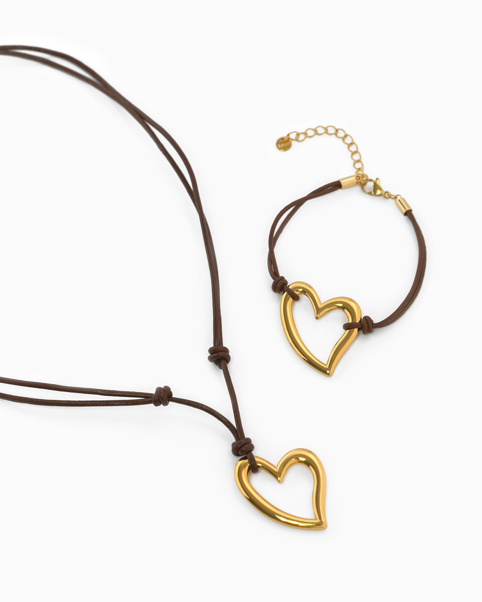 Stainless Heart Adjustable Cord Necklace