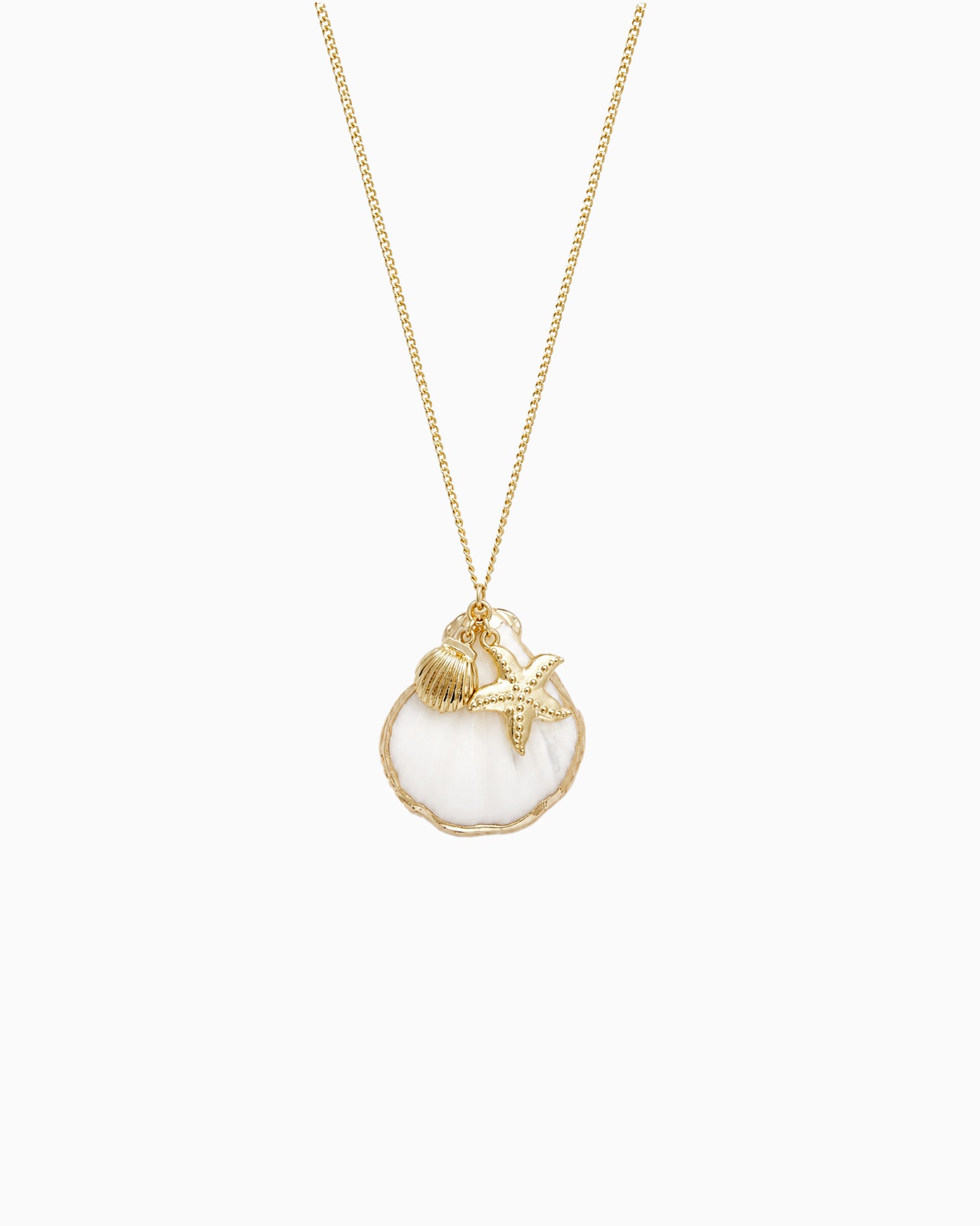 Sealife Shell Cluster Charm Necklace-2
