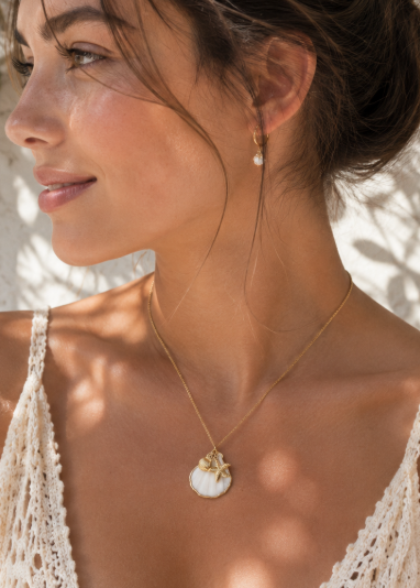 Sealife Shell Cluster Charm Necklace-3