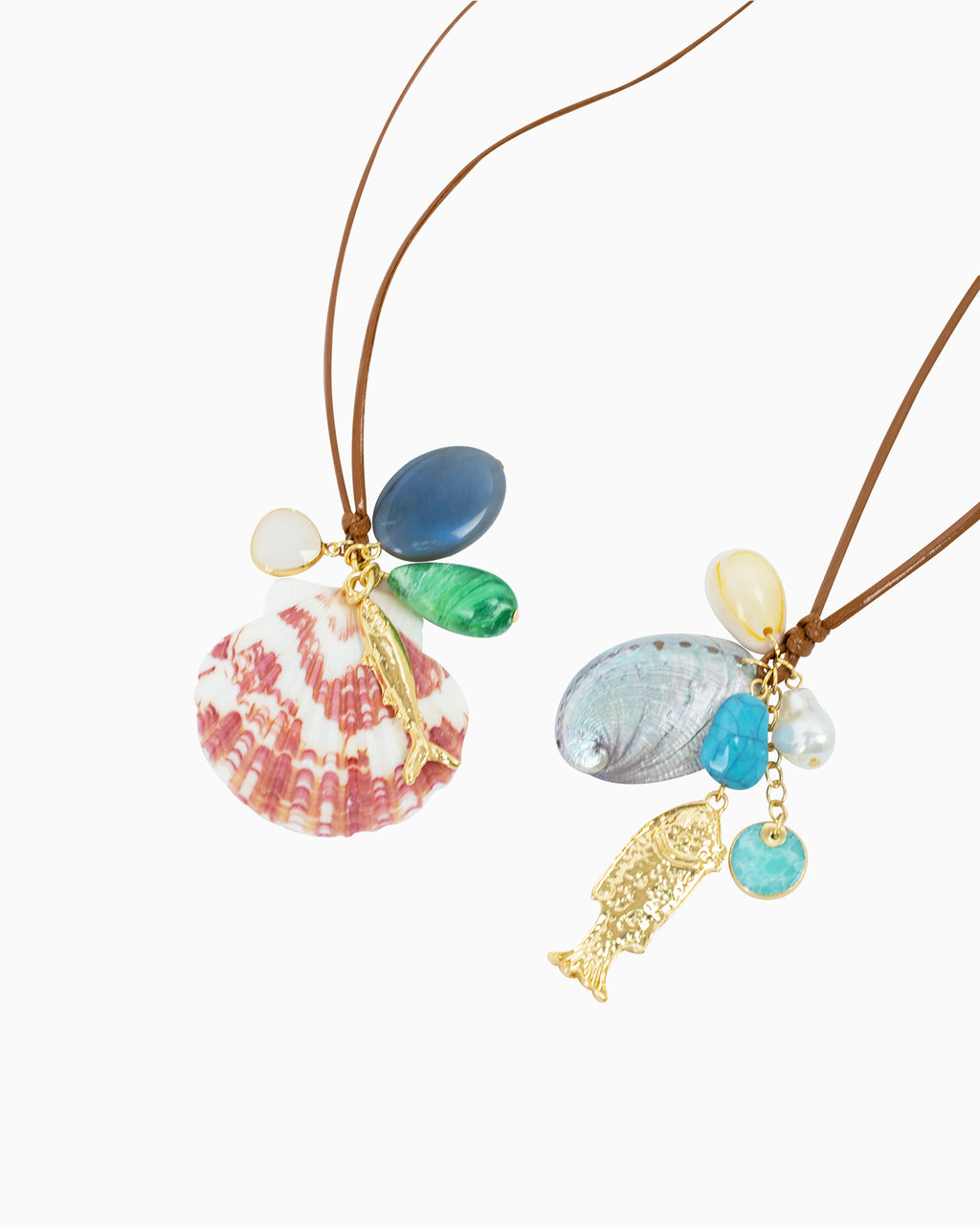 Beach Mode Coastal Mermaid Treasure Mix Charm Cord Necklace