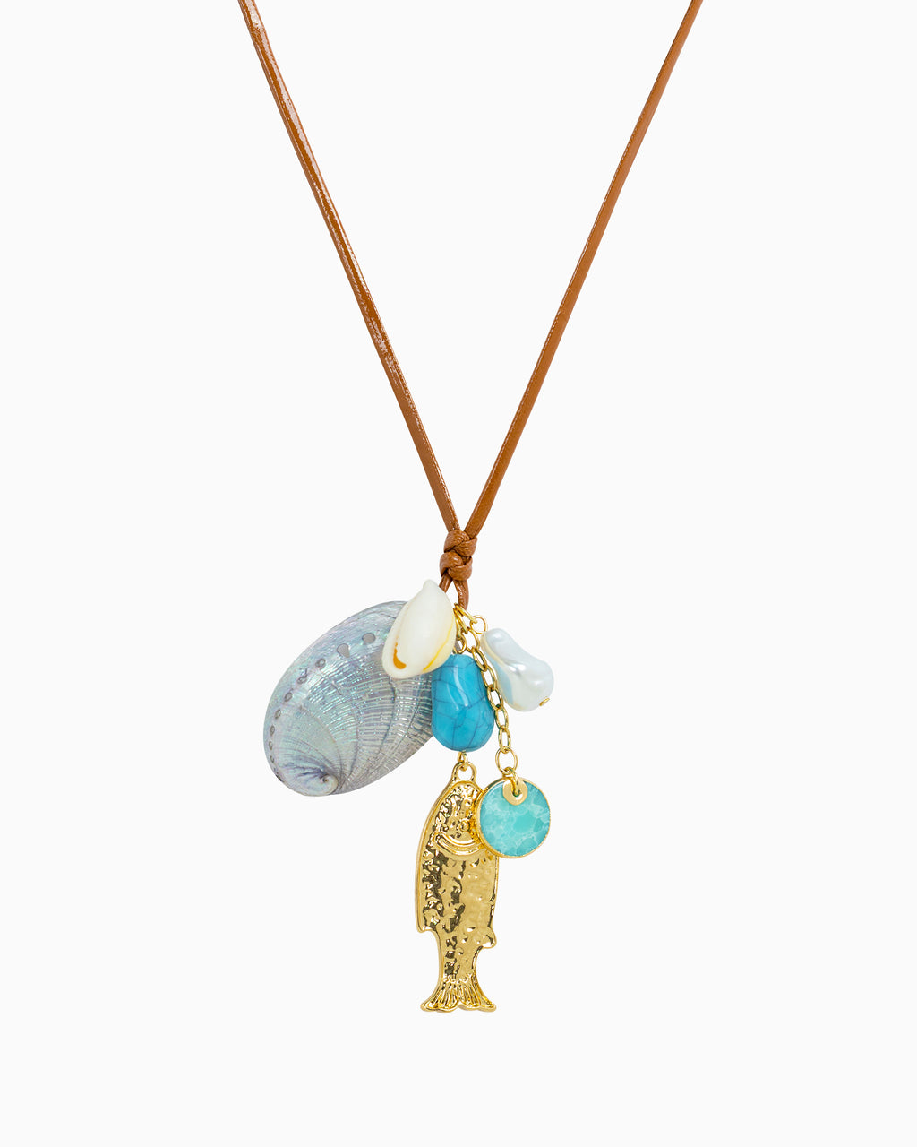 Beach Mode Coastal Mermaid Treasure Mix Charm Cord Necklace