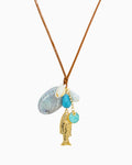 Beach Mode Coastal Mermaid Treasure Mix Charm Cord Necklace
