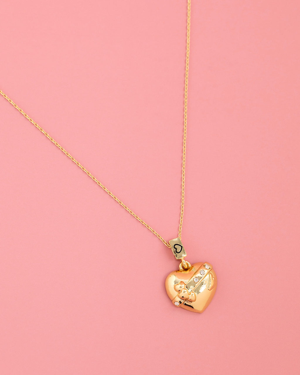 Crystal Sweep Sculpted Heart Pendant Necklace