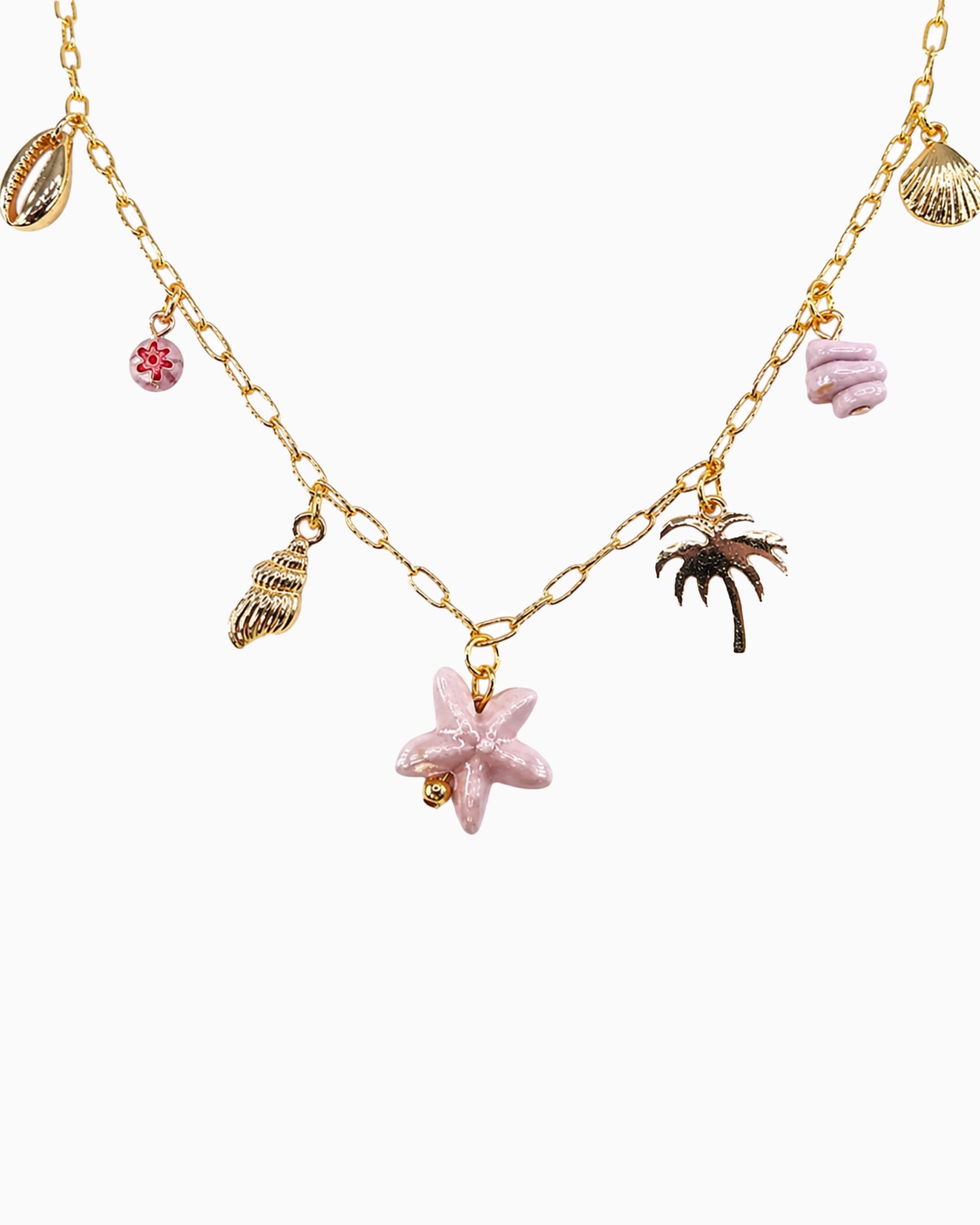 Coastal Pink Starfish Tropical Charm Necklace