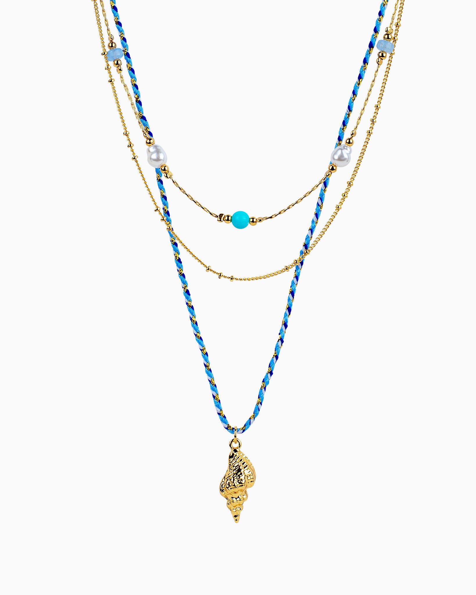 Beach Mode Layered Coastal Shell Rope Necklace