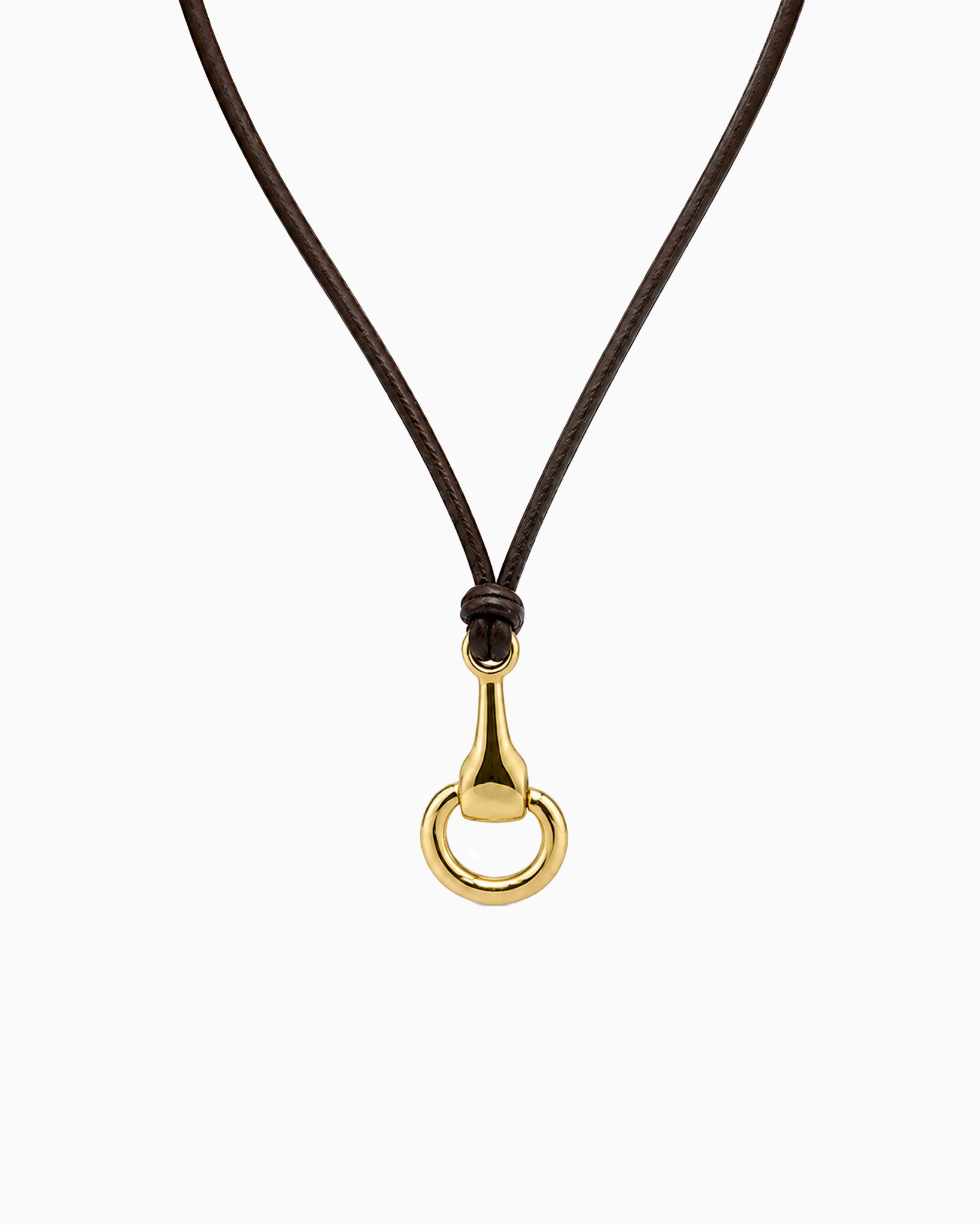 Genuine Leather Horsebit Pendant Cord Necklace