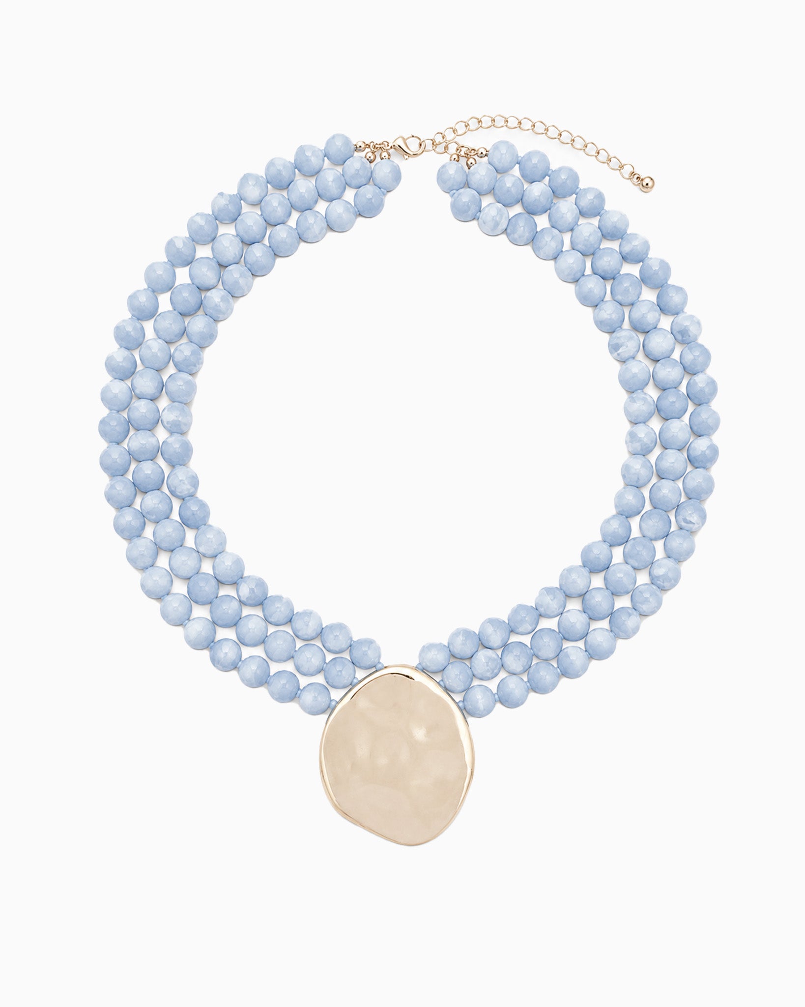 Organic Marbled Bead Layered Statement Necklace-3