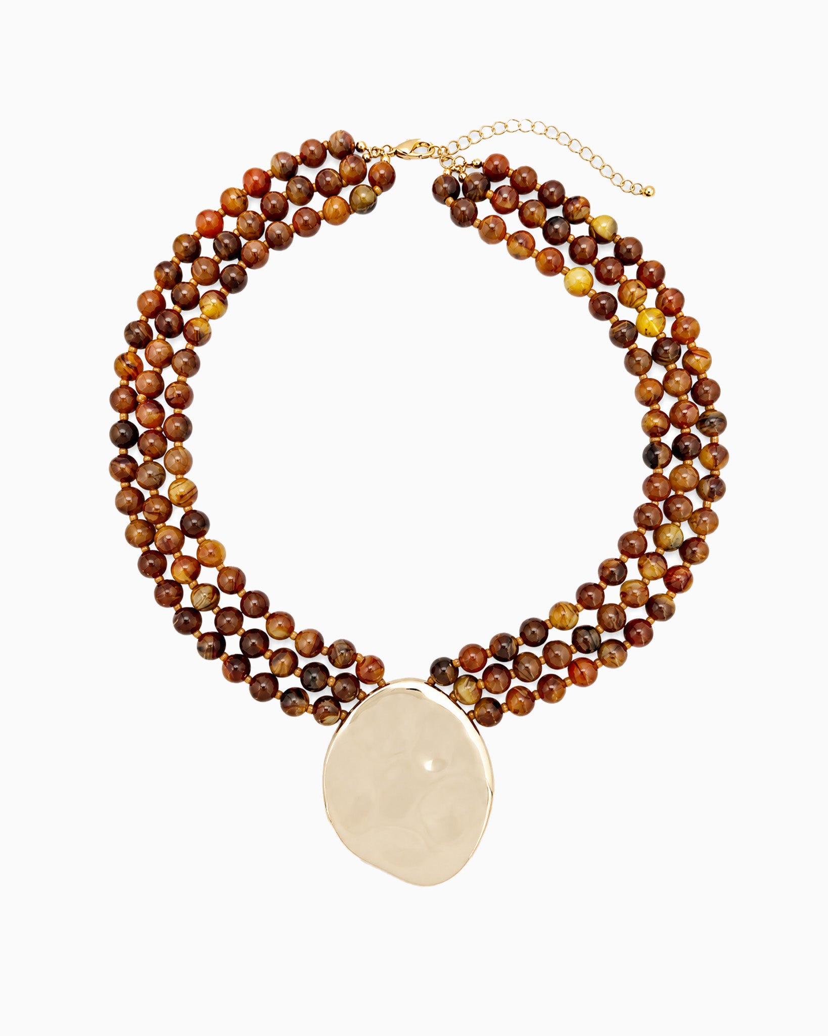 Organic Marbled Bead Layered Statement Necklace-4
