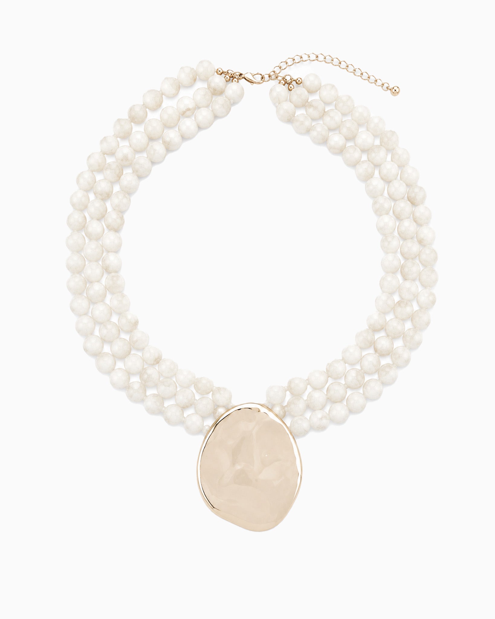 Organic Marbled Bead Layered Statement Necklace-5