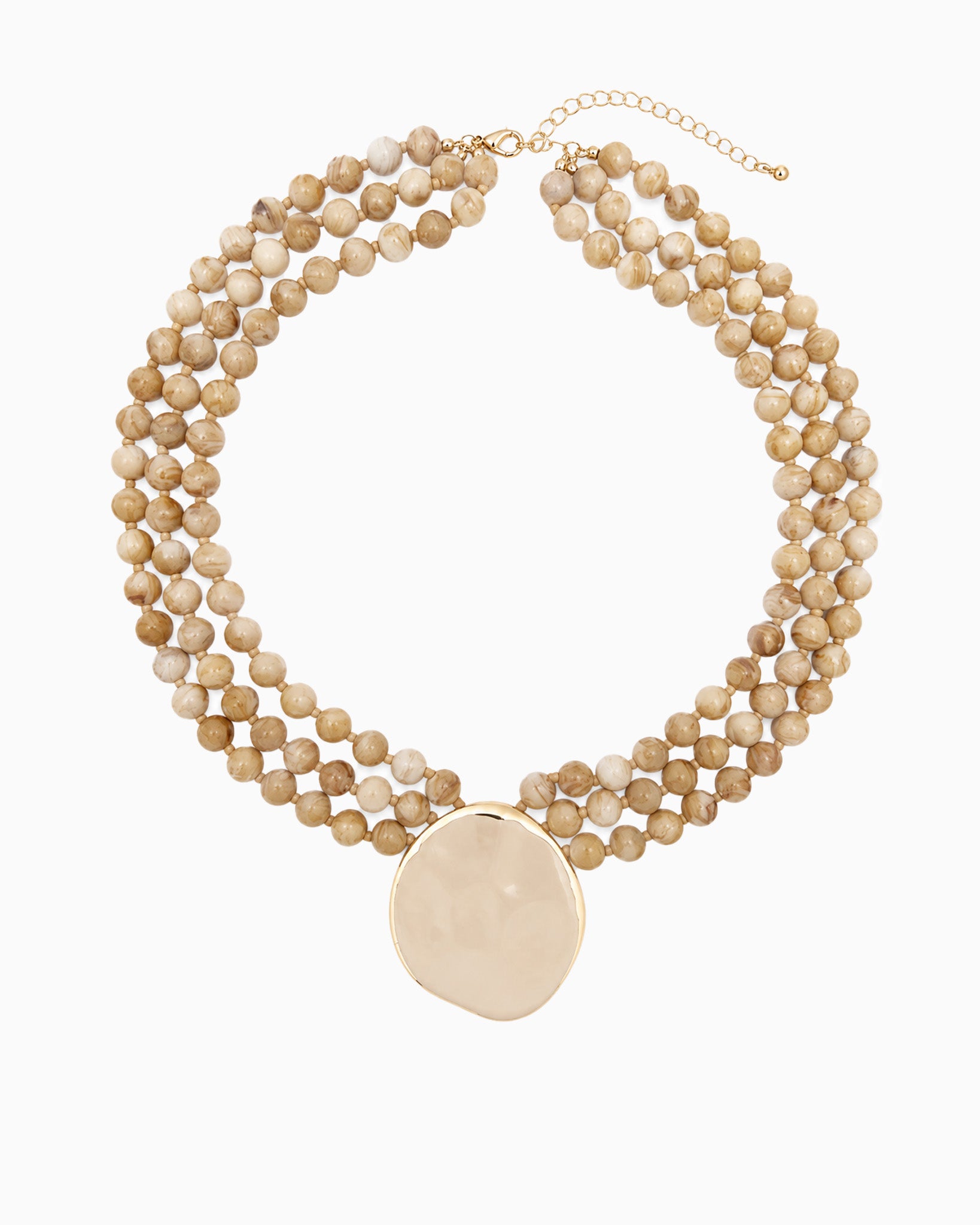 Organic Marbled Bead Layered Statement Necklace-7