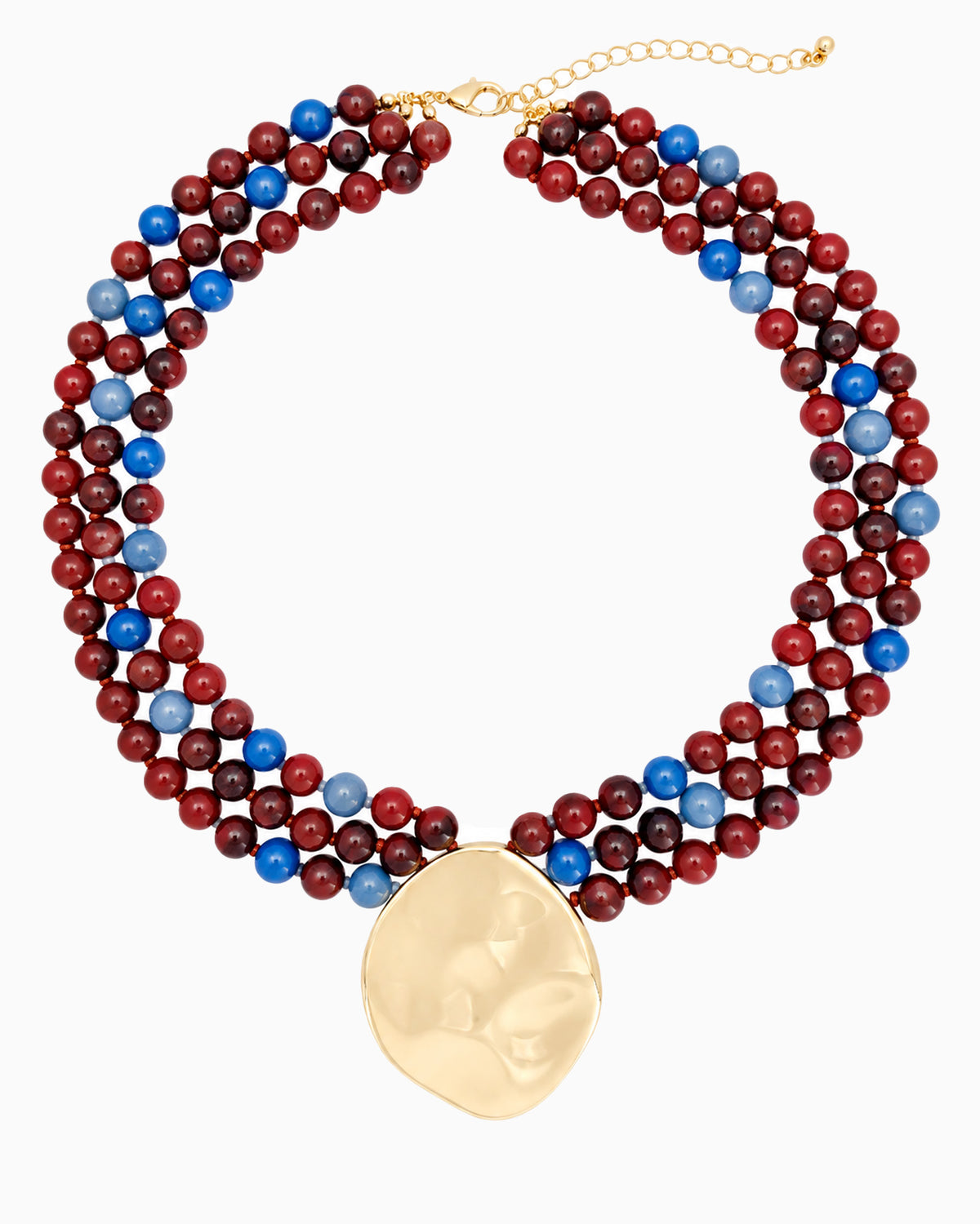 Multi Organic Marbled Bead Layered Statement Necklace-2