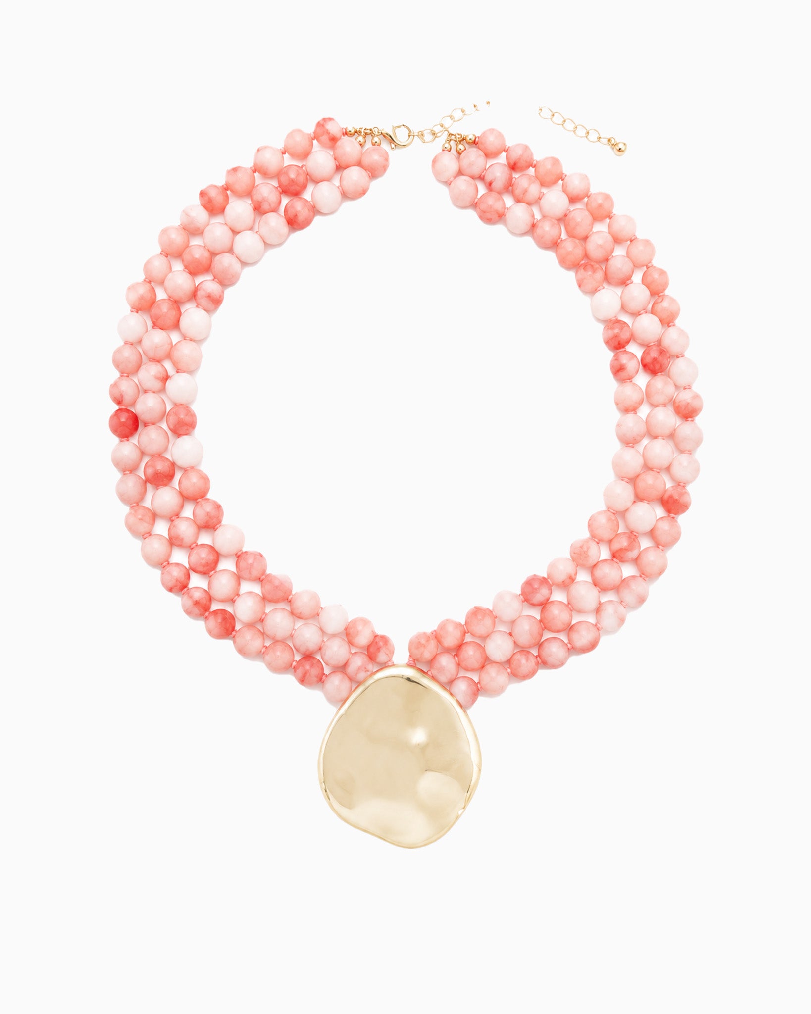 Organic Marbled Bead Layered Statement Necklace-6