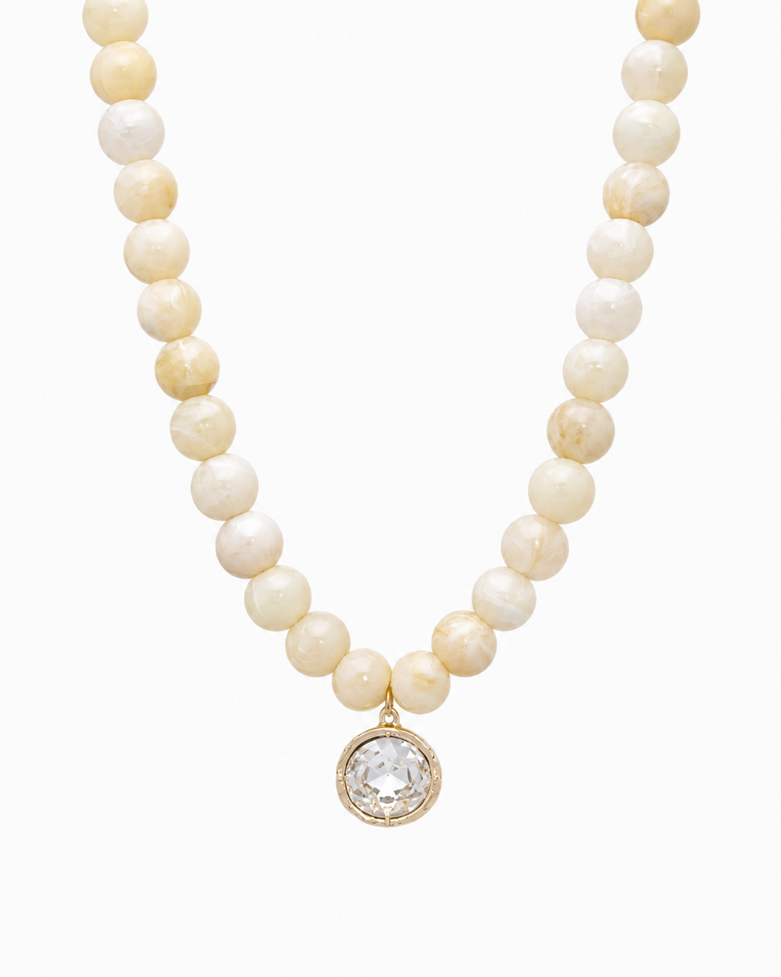 Marbled Bead Crystal Pendant Necklace-5