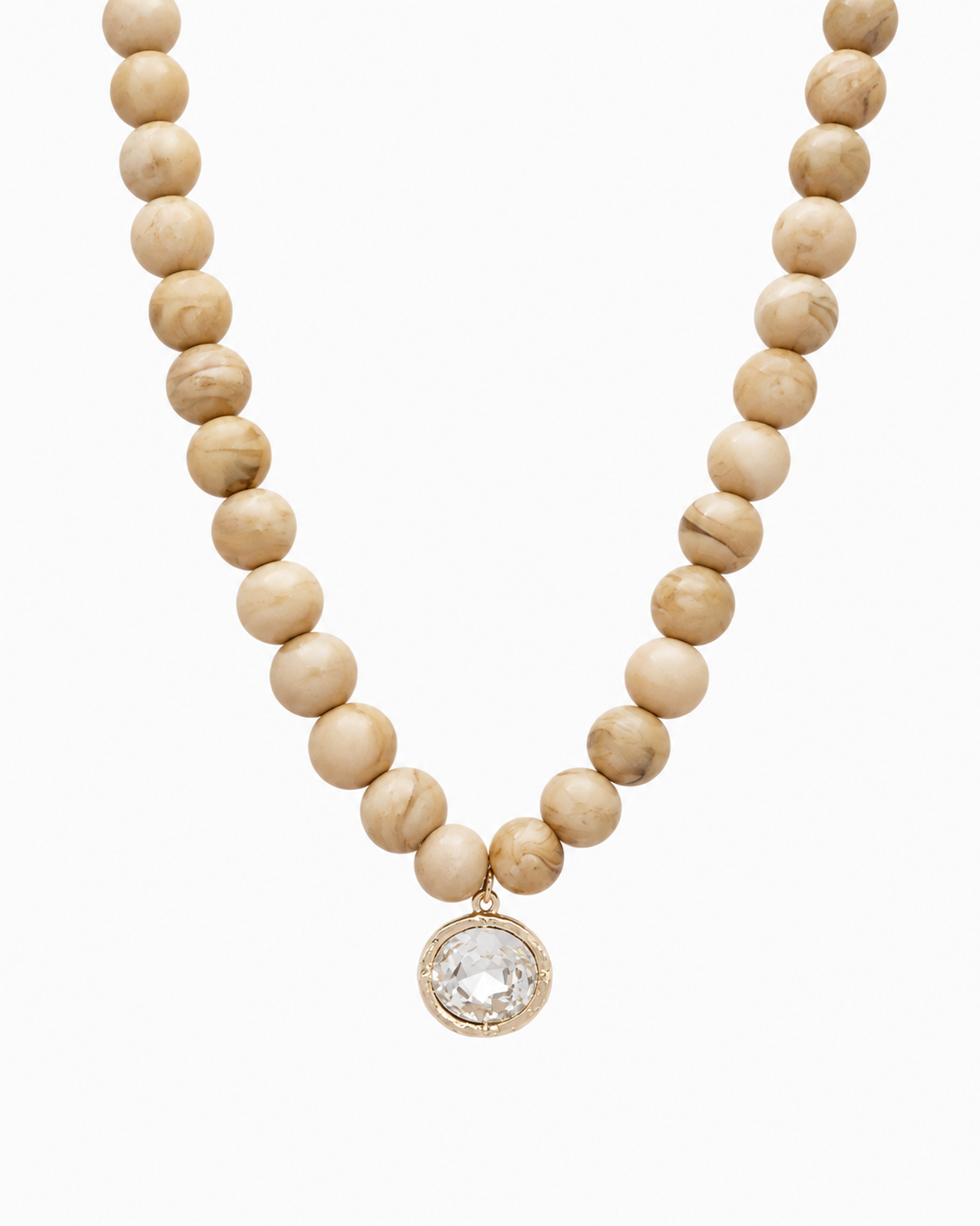 Marbled Bead Crystal Pendant Necklace-6