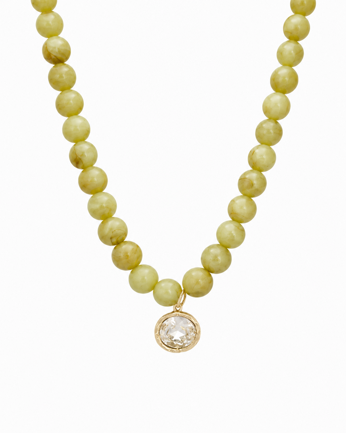 Marbled Bead Crystal Pendant Necklace-2