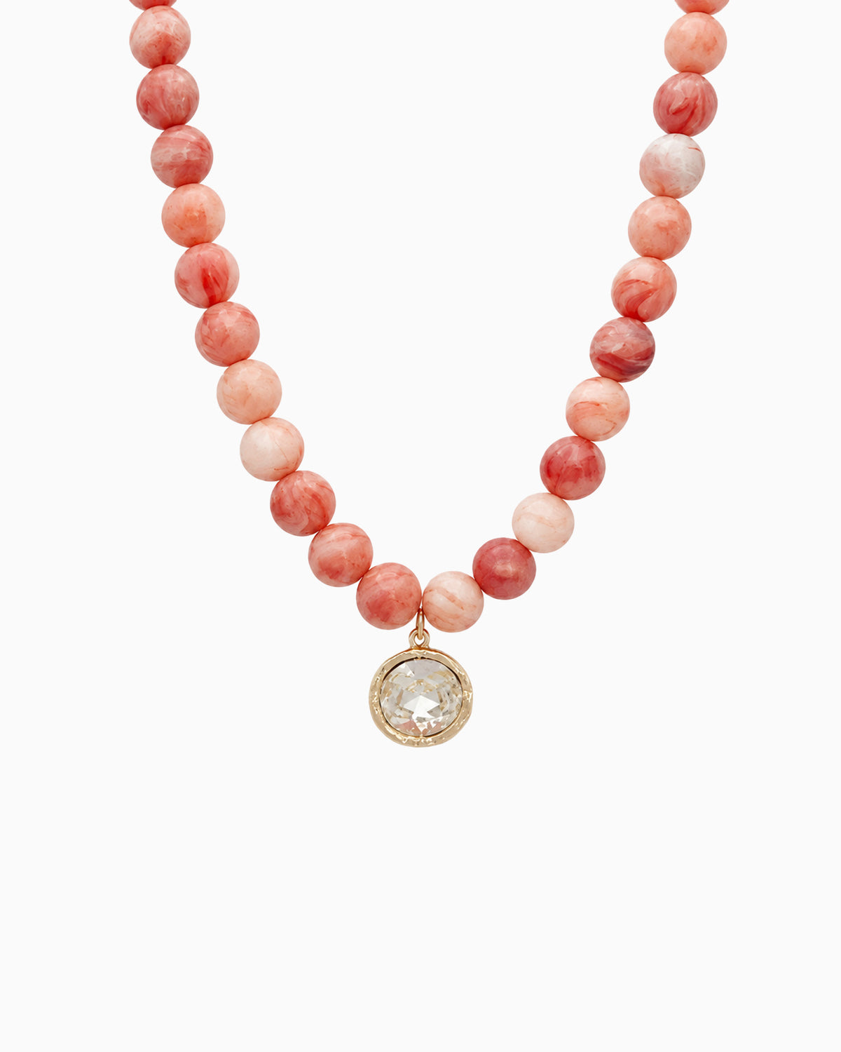 Marbled Bead Crystal Pendant Necklace-4