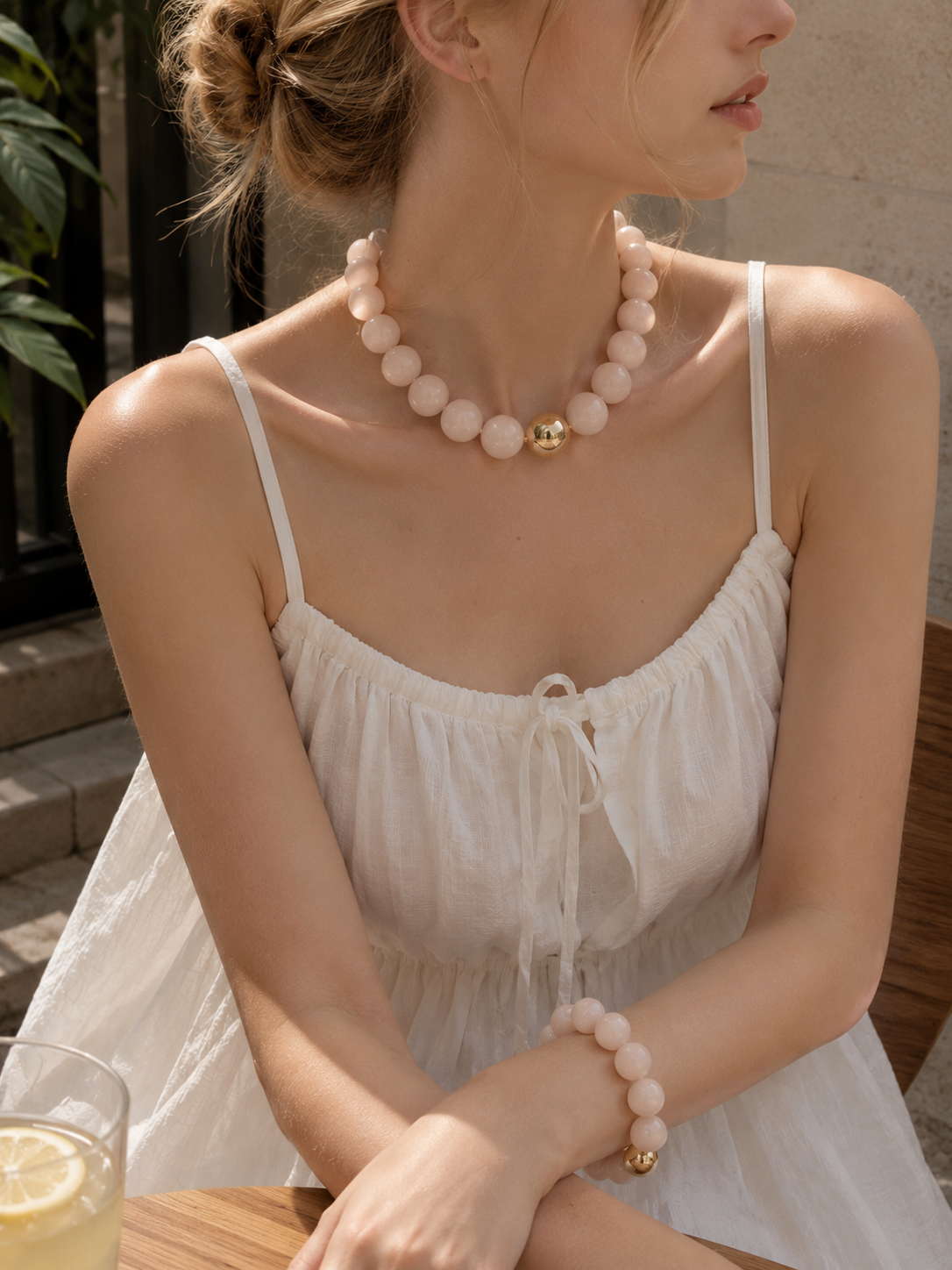 Pastel Marble Statement Beaded Stretch Bracelet-5