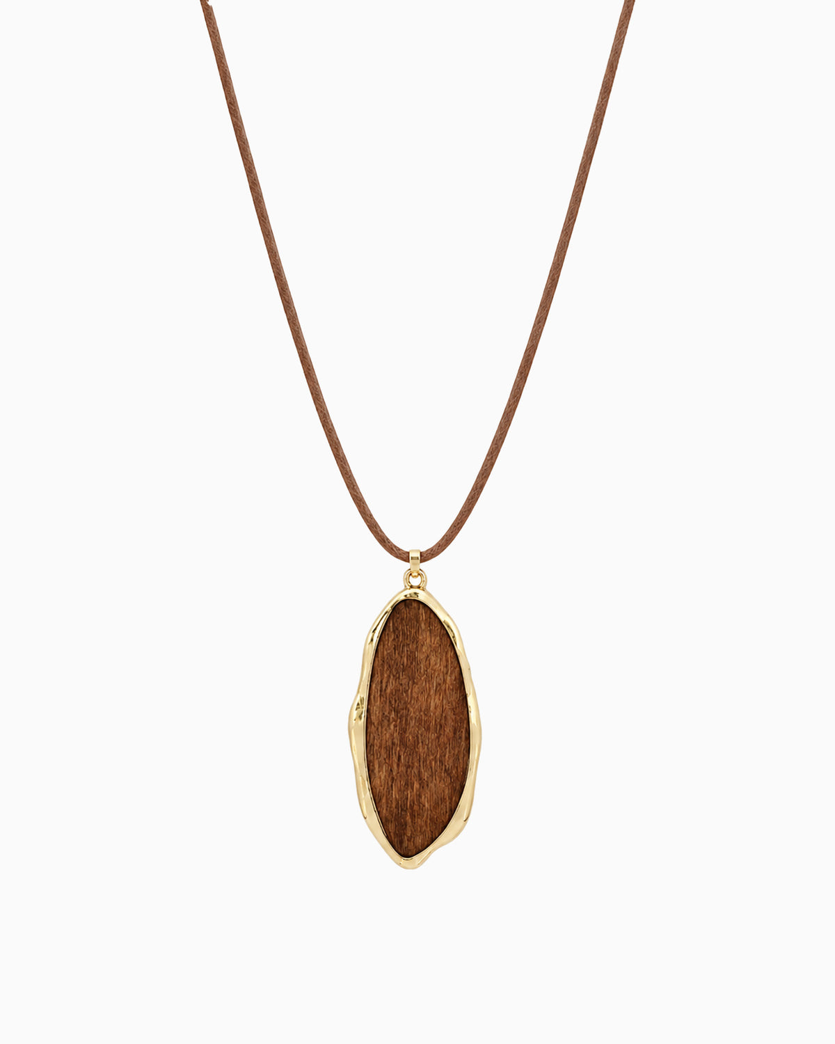 Organic Natural Wood Pendant Cord Necklace